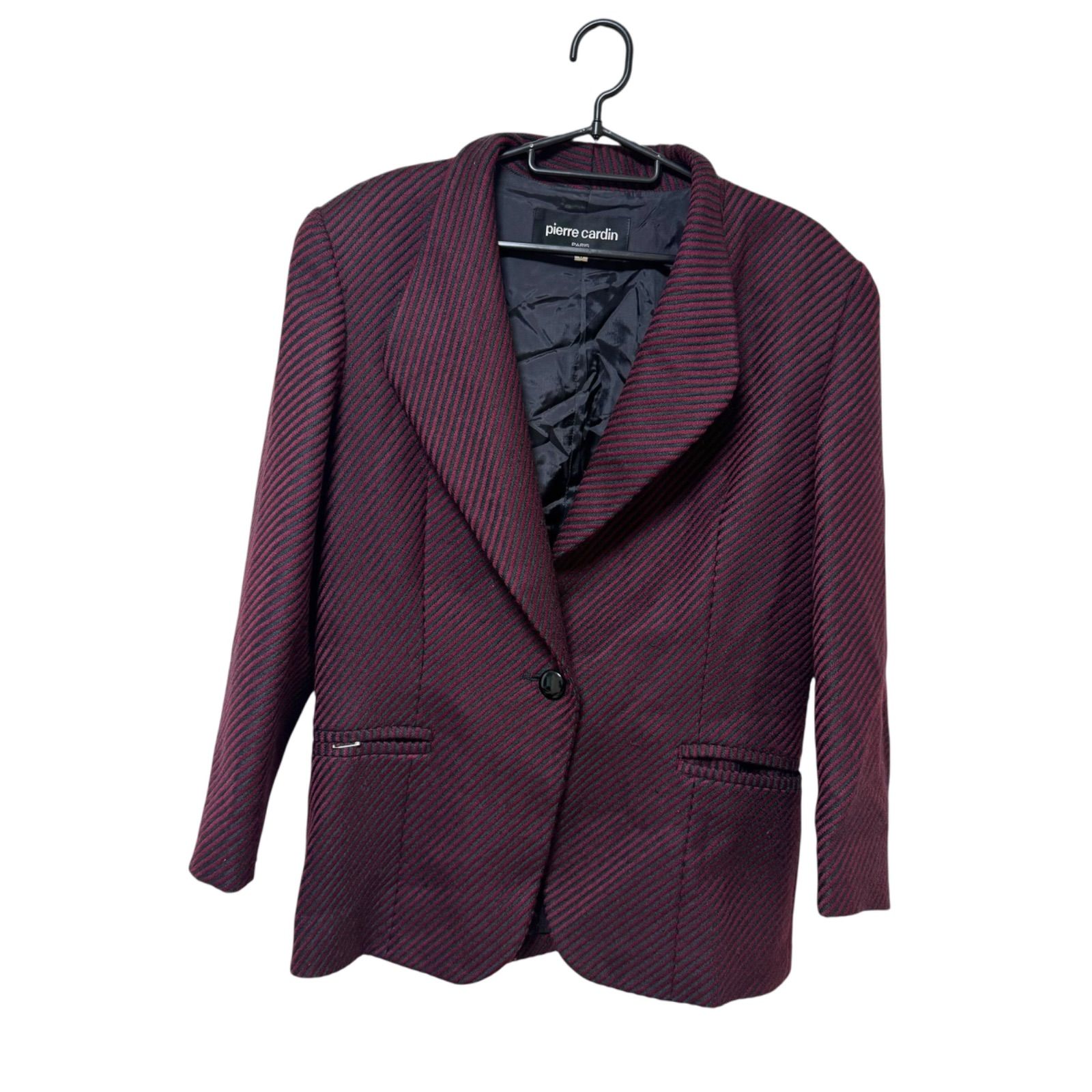 【美品】pierre cardin ピエールカルダン メンズ ジャケット テーラードジャケット レッド×ブラック 9サイズ 毛100% B16