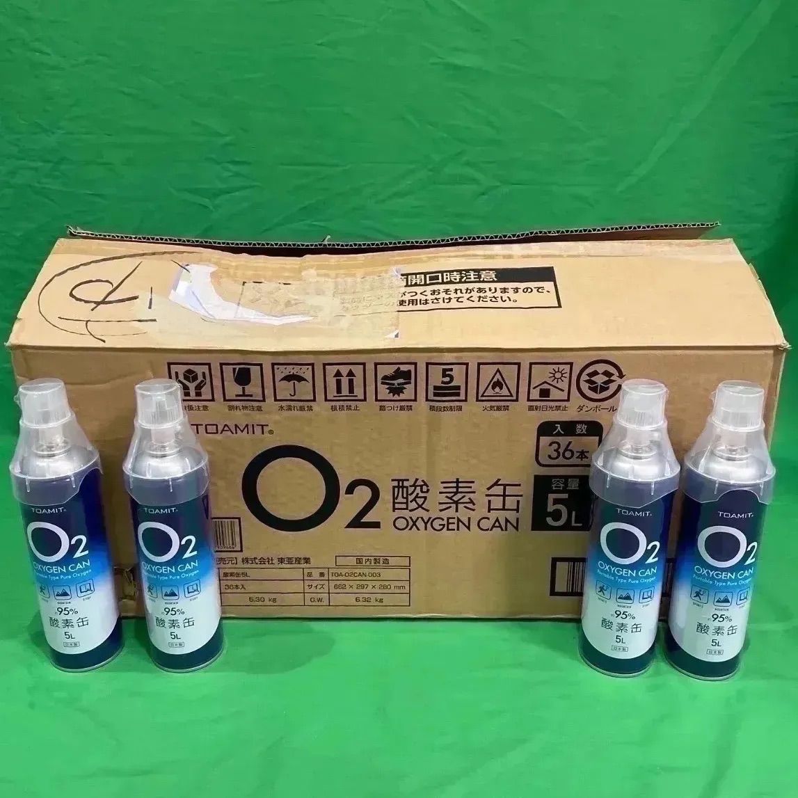 東亜産業 O 2酸素缶 OXYGEN CAN 5 L 36本