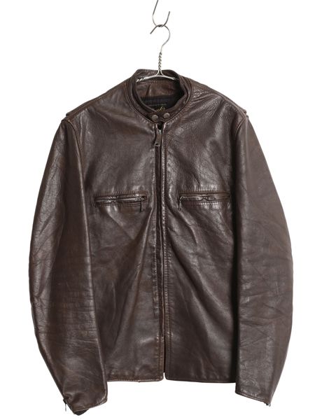 60s ☆ Brooks 本革 レザー シングル ライダース ジャケット 40 メンズ