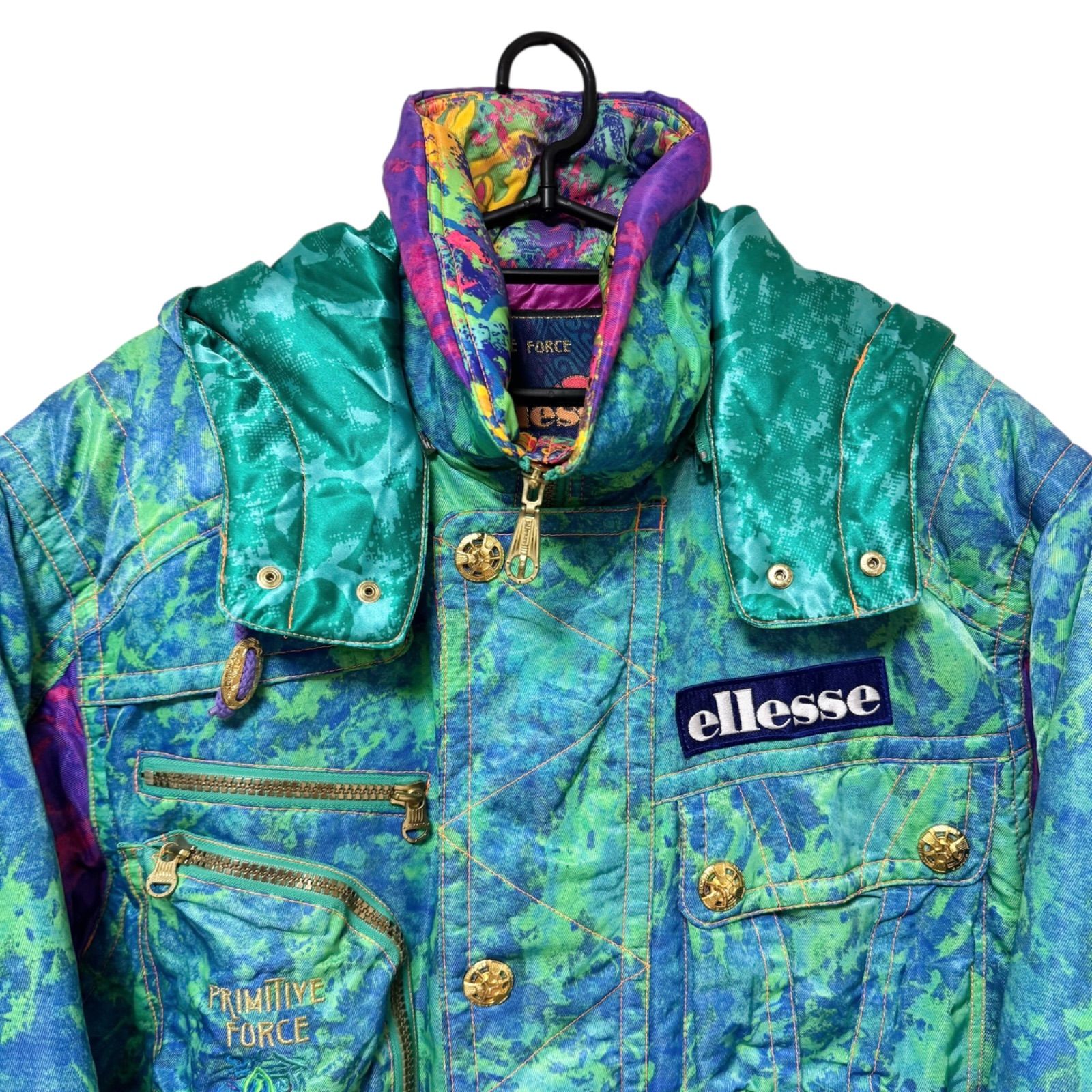 ellesse カラフルスキーウェア　レア商品 90年代 ellesse エレッセ ココリコ フランス代表 スキーウェア ハーフ