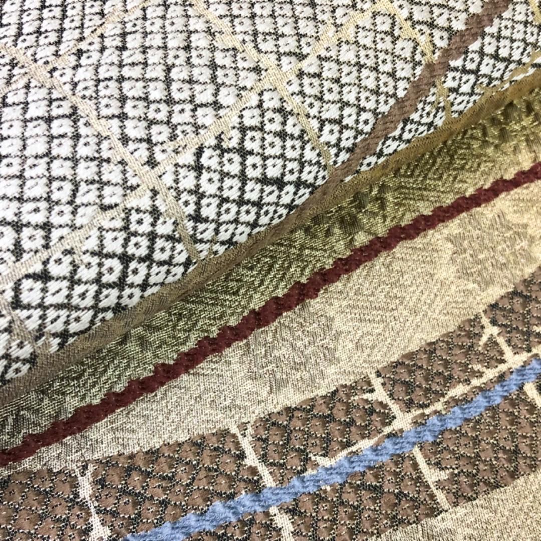 袋帯 曲線模様に格子 鹿子柄 華模様 楊梅色 金通し O-5789 - メルカリ