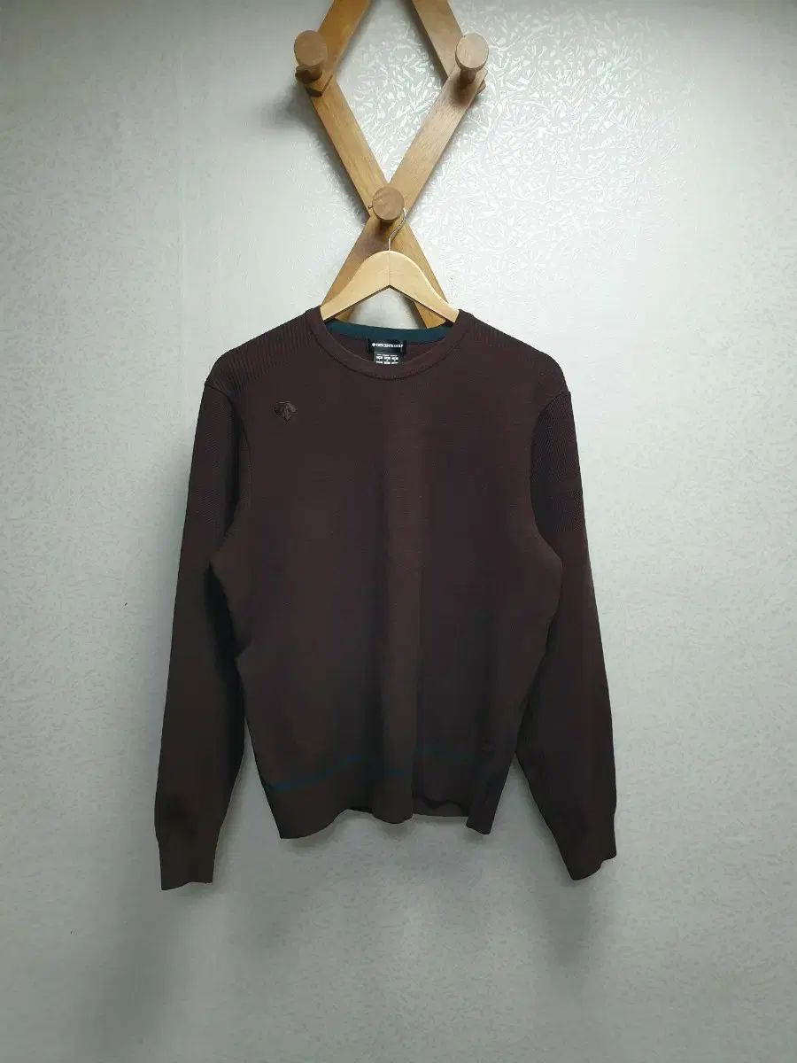 メンズ100 デサントゴルフ ラウンド プルオーバーニット ブラウン