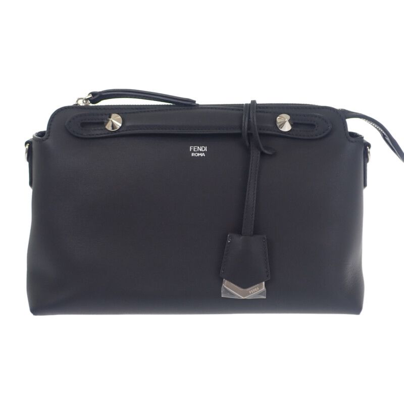フェンディ FENDI バイザウェイミディアム 8 BL 146 2 WAYバッグ ショルダーバッグ カーフスキン ブラック シルバー金具 レディース Aランク