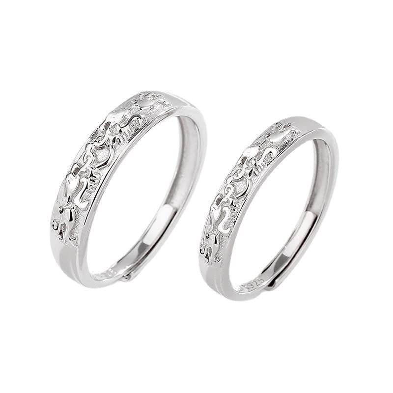 【新品】 [Rockyu] ペアリング フリーサイズ 2個セット指輪 貔貅リング 動物モチーフ メンズ 結婚指輪 カップル 開運お守りペア指輪 レディース シルバー925 立体彫刻 恋人 記念日 プレゼント (
