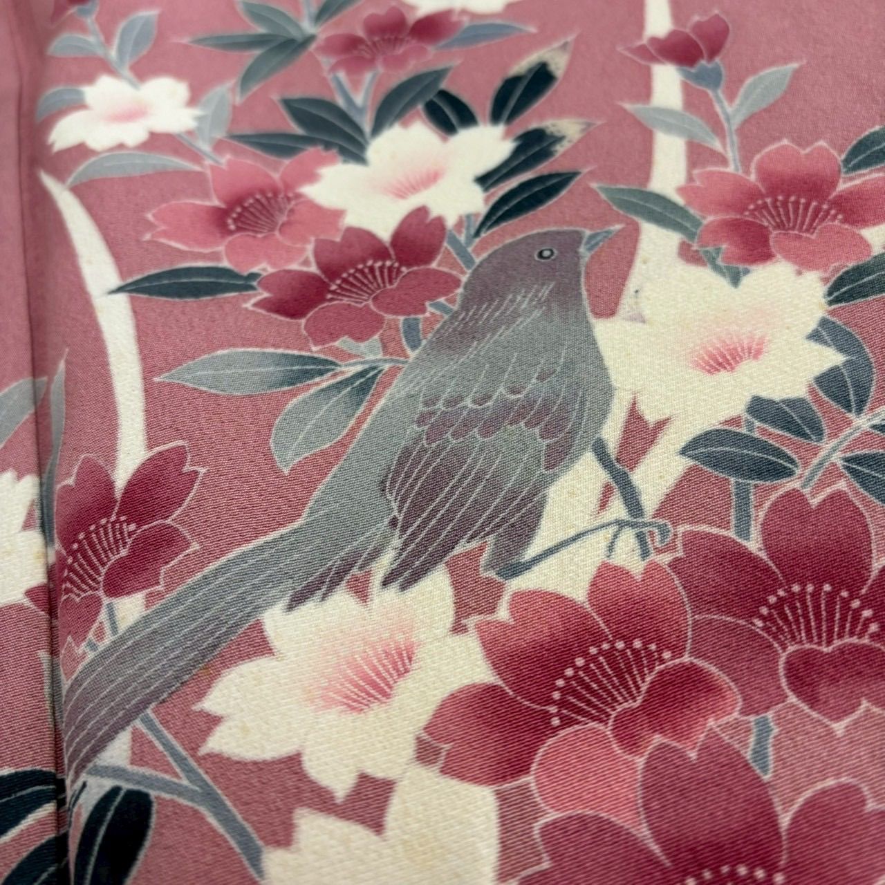 付下げ 友禅 鳥に花 紋無し 訪問着 正絹 着物 MK-1955 - メルカリ