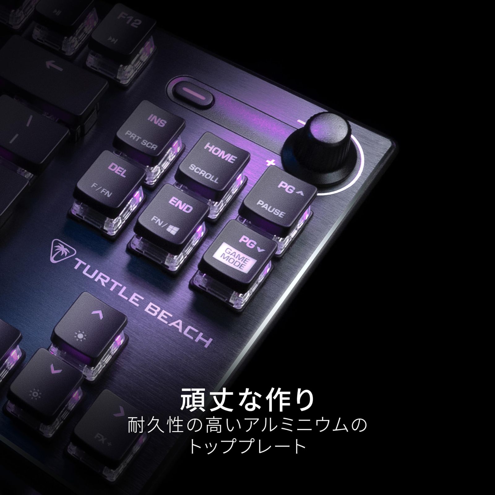 PC周辺機器 TURTLE BEACH ゲーミングキーボード Vulcan TKL AIMO JP 日本語配列 有線 ブラック/黒 メカニカル リニア テンキーレス スピード重視 薄型軽量キーキャップ RGBライティングボリュームダイヤル Windows 10以降 [単品]