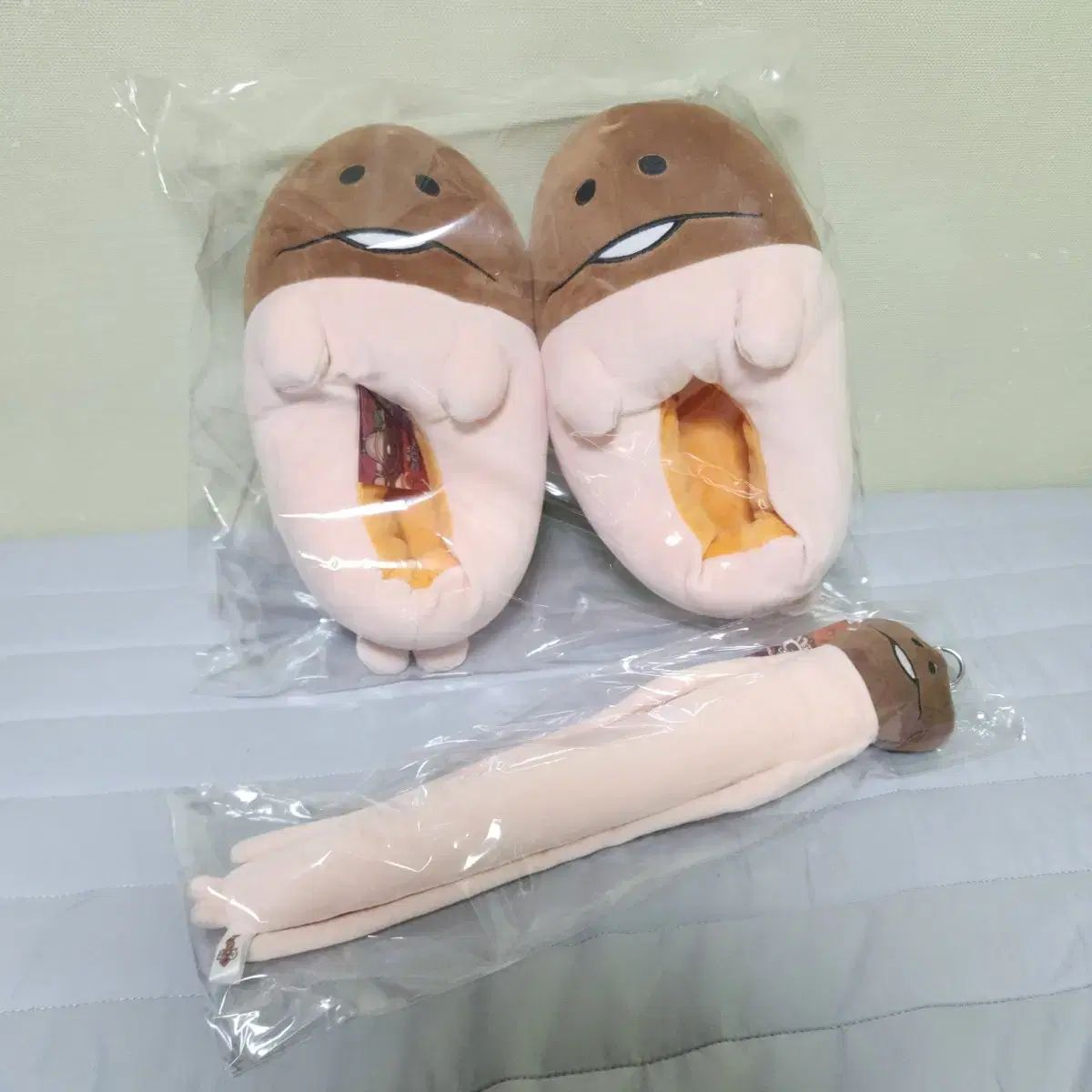 長いなめこキーホルダー なめこぬいぐるみスリッパ セット