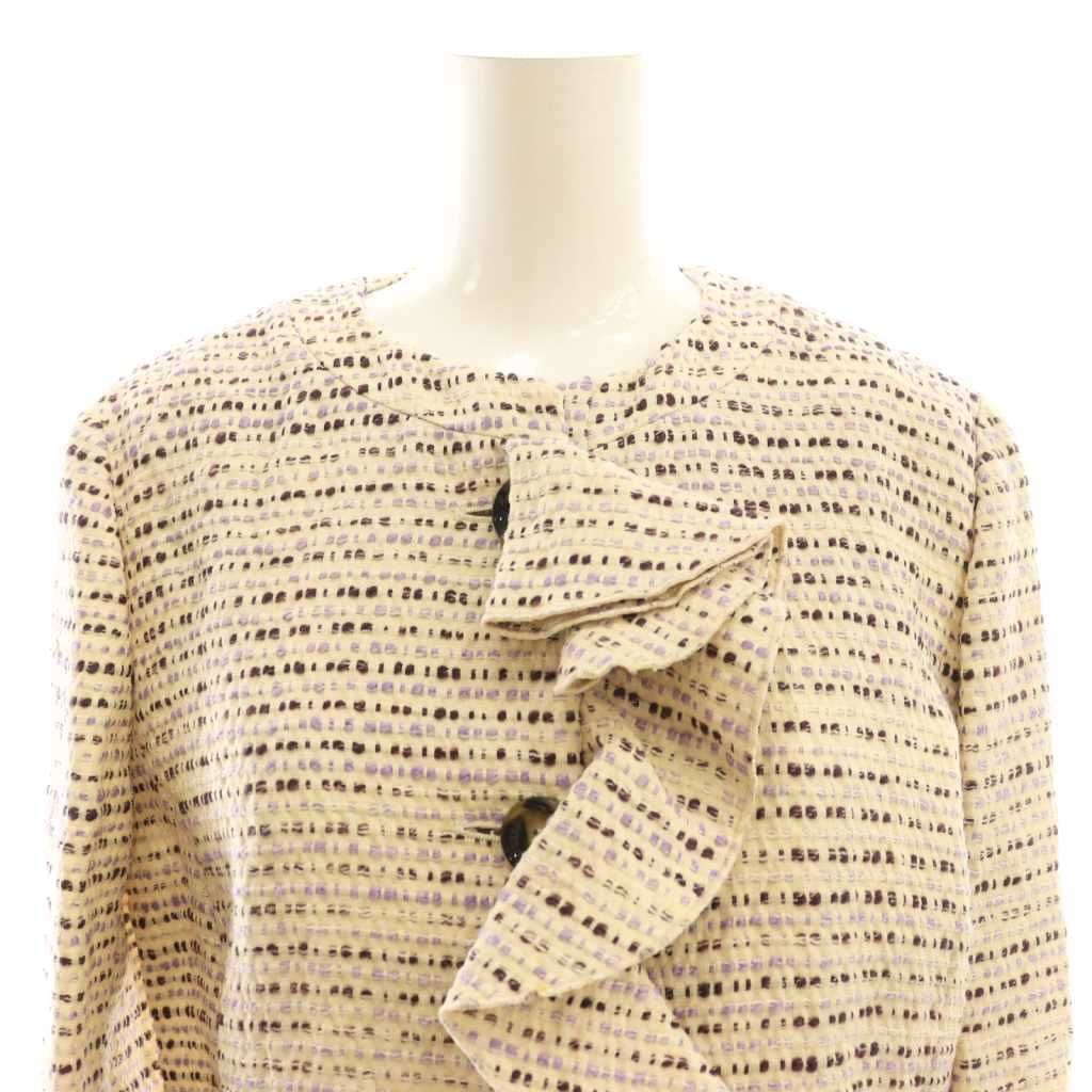 【美品】レッドヴァレンティノ　ジャケット　ツイード　ペプラム　リボン　フリル レッド ヴァレンティノ RED VALENTINO フリルジャケット ノーカラー