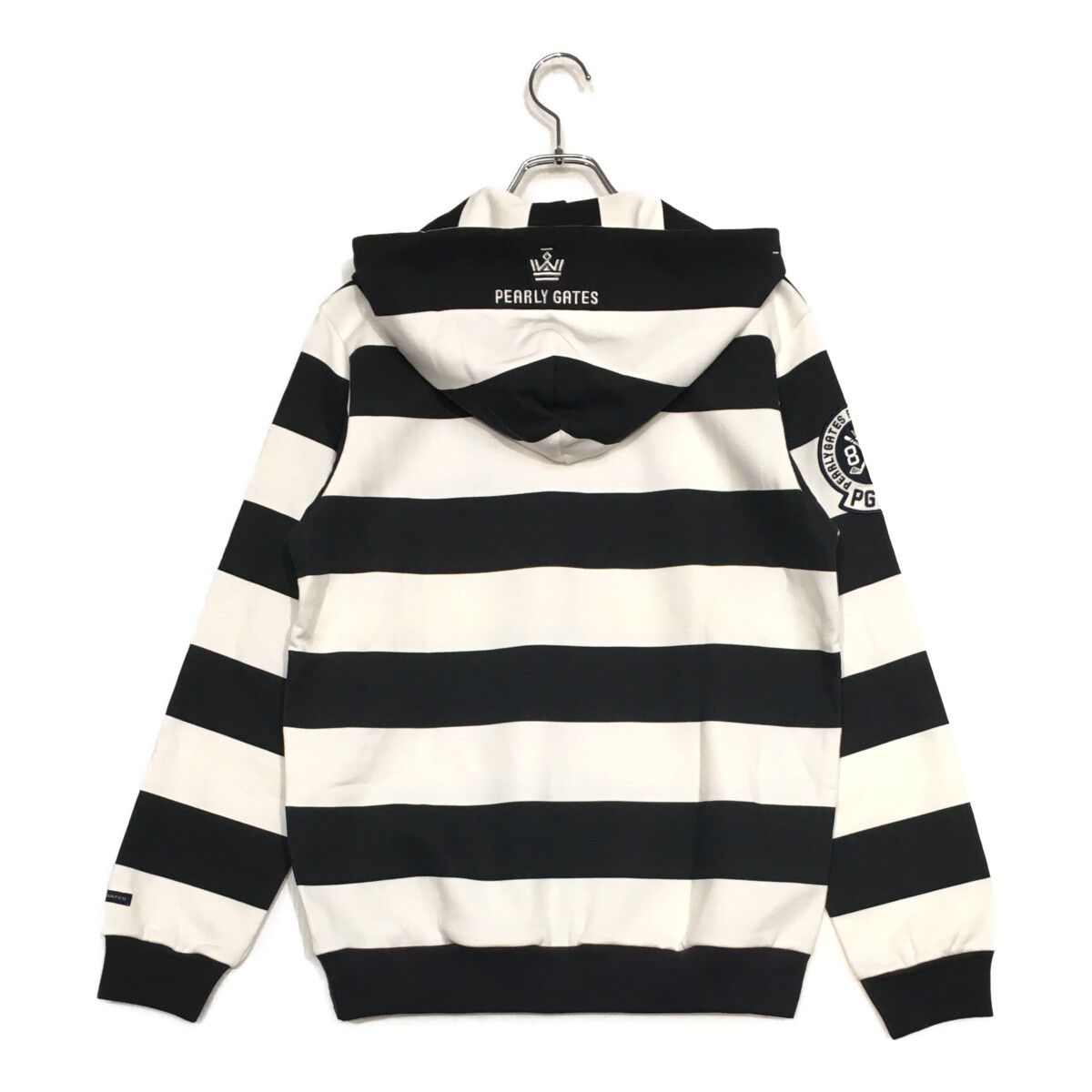 メンズ パーリーゲイツ PEARLY GATES パーカー 5 L 白×紺 ボーダー ダブルジップ