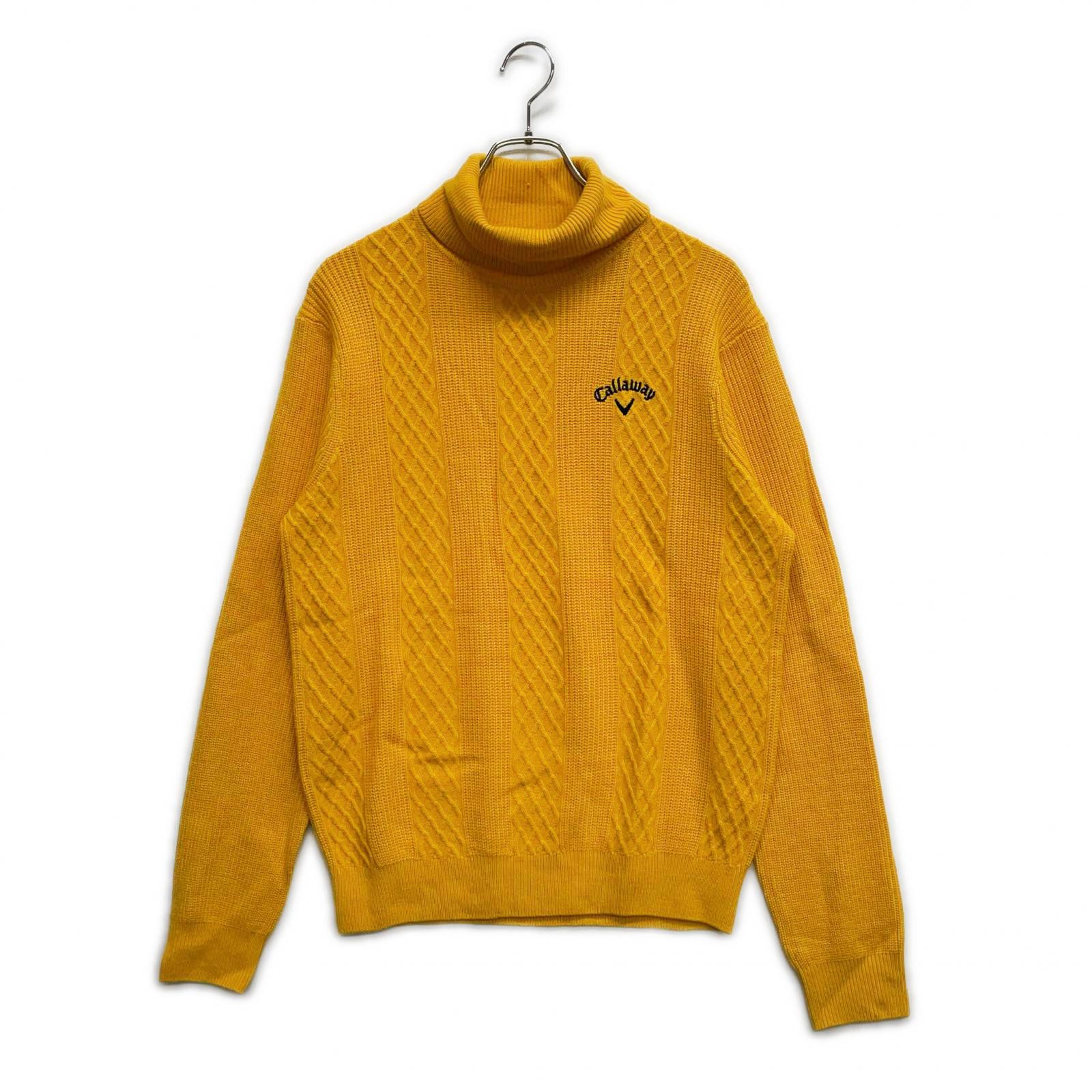 メンズ キャロウェイ Callaway セーター L 黄 イエロー タートルネック ケーブル模様