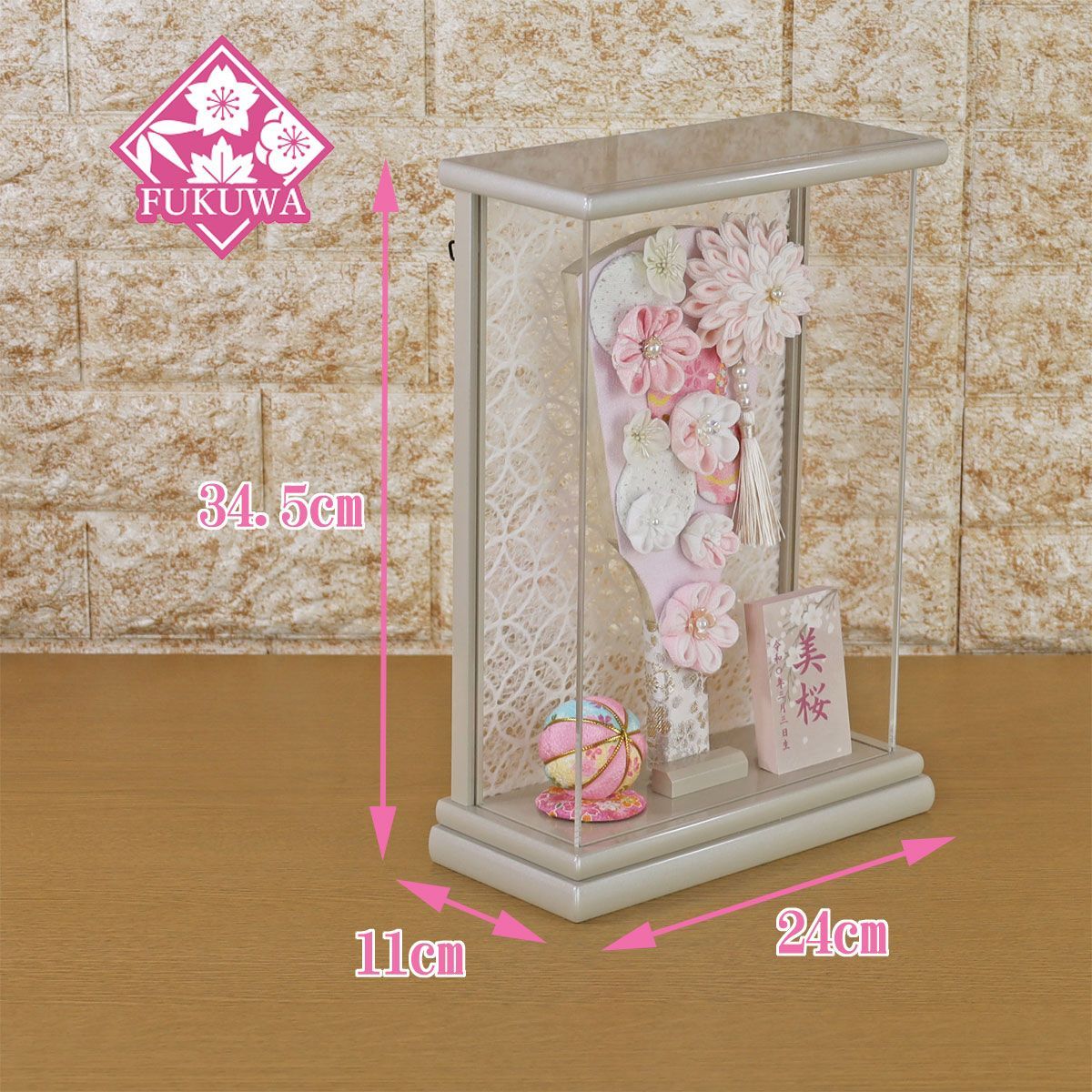 羽子板 初正月 ケース入り ９号 摘み細工 つまみ細工 羽子板飾り クレージュ アクリルケース 入り fukur 8 199 ちりめん細工 コンパクト かわいい インテリア おしゃれ 花羽子板 ミニサイズ お祝い 壁掛け