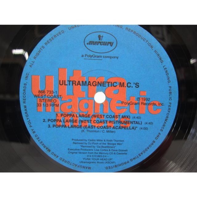 ULTRAmagnetic MC'S POPPA LARGE(USオリジナル) レコード ∠UV3014