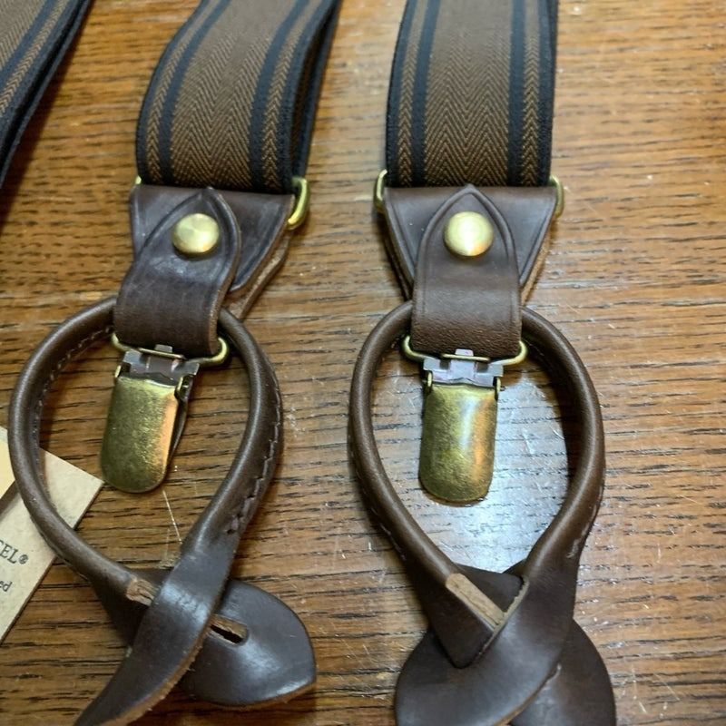 アートブラウン製 クロムエクセルレザー チョコ ヘリンボーン サスペンダー