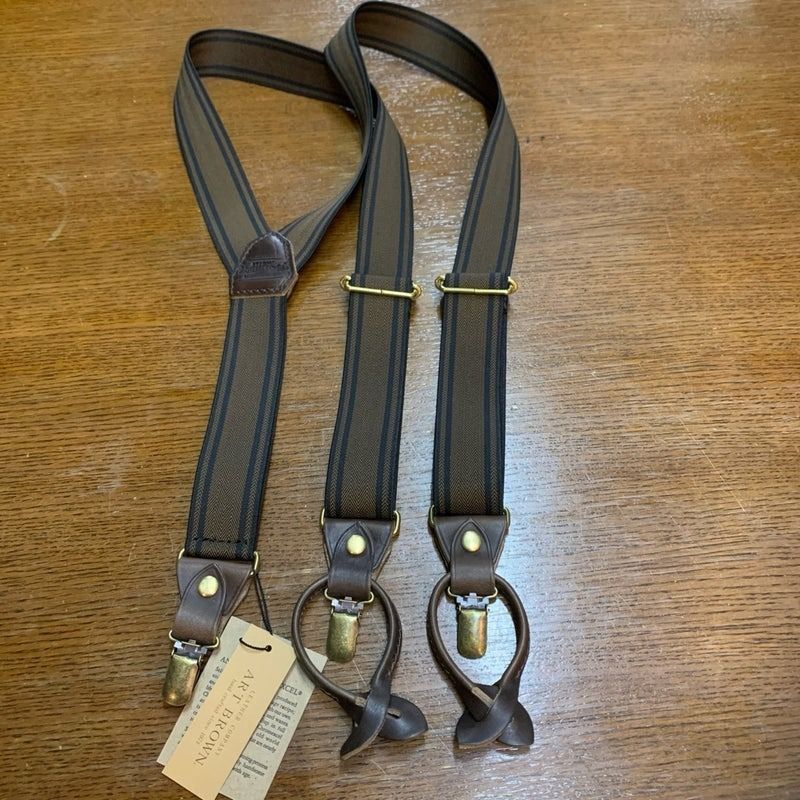 アートブラウン製 クロムエクセルレザー チョコ ヘリンボーン サスペンダー