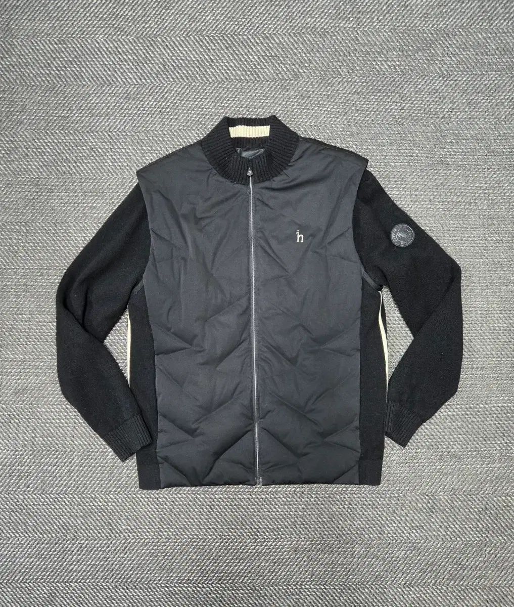 HAZZYS ゴルフ ブラック グースダウン アウター ニット カーディガン 防風