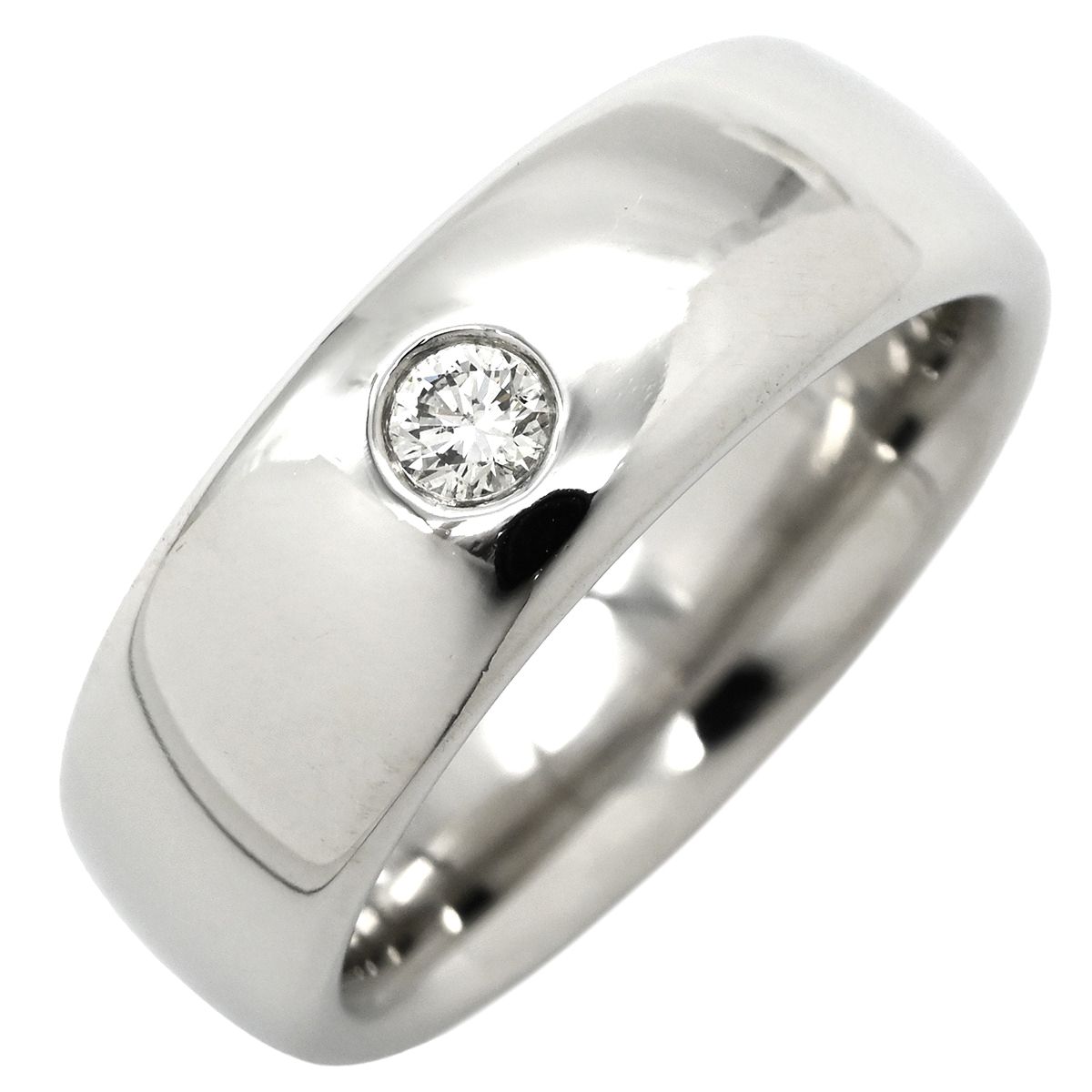 ニーシング リング 指輪 プラチナシルバー プラチナム Pt 950 1 P 1石 1粒 ダイヤ ウェディング ブライダル マリッジリング 甲丸 幅広 20.5号