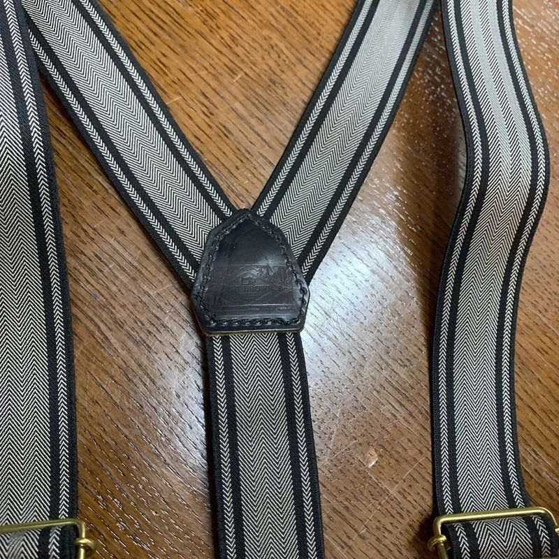 アートブラウン社　クロムエクセルレザー使用　ヘリンボーン黒　サスペンダー アートブラウン クロムエクセルレザー ヘリンボーン グレー 黒