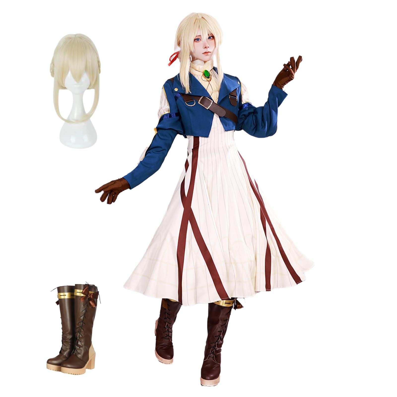 豪華版 ヴァイオレット エヴァーガーデン コスプレ衣装 靴 ウィッグ付き cosplay イベンド コスチューム ステージ服 仮装 イベント
