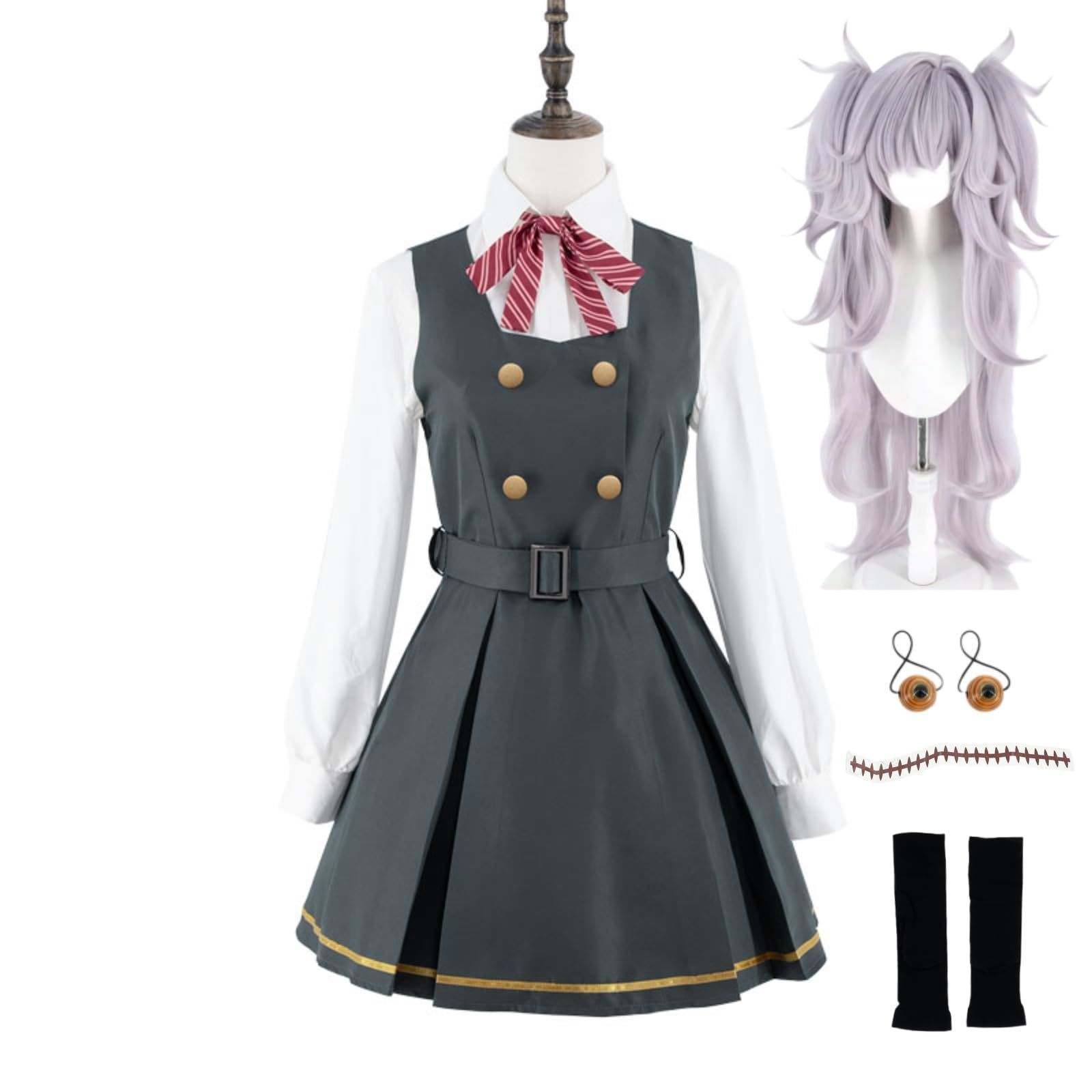 板垣 カノエ コスプレ衣装セット ウィッグ付き タトゥーシール付き 髪飾り付き 全 付き ワンピース 制服 高完成度 ブ