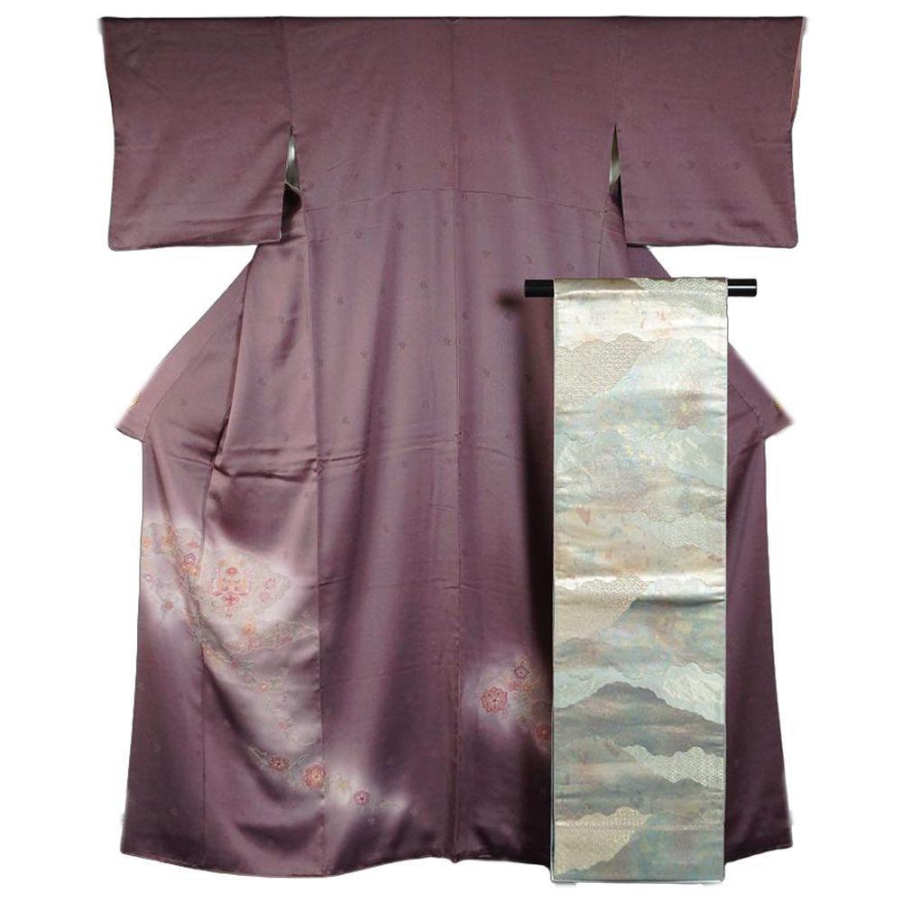 着物セット スワトウ刺繍 付下げ訪問着・袋帯 2点 セット 雲取に唐花