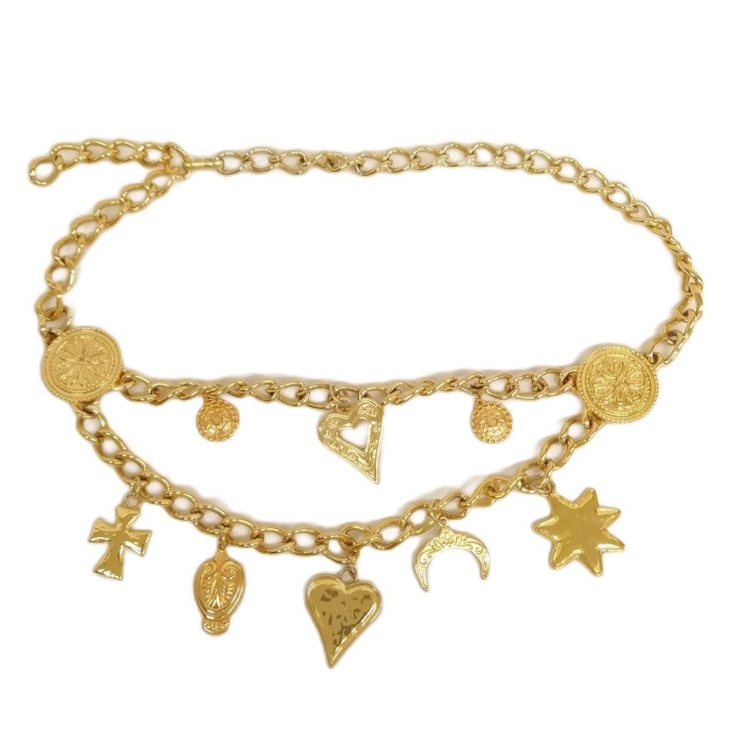 エスカーダ ESCADA 80 s ヴィンテージ チャーム チェーンベルト ゴールド