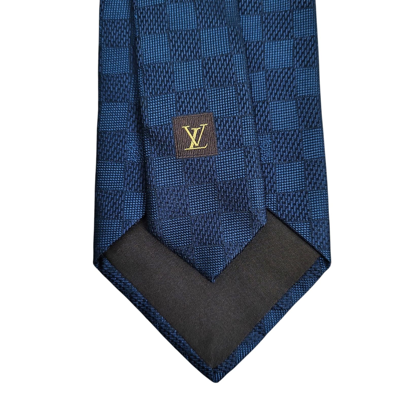 LOUIS VUITTON ルイ・ヴィトン ダミエ シルク ネクタイ FREE ネイビー