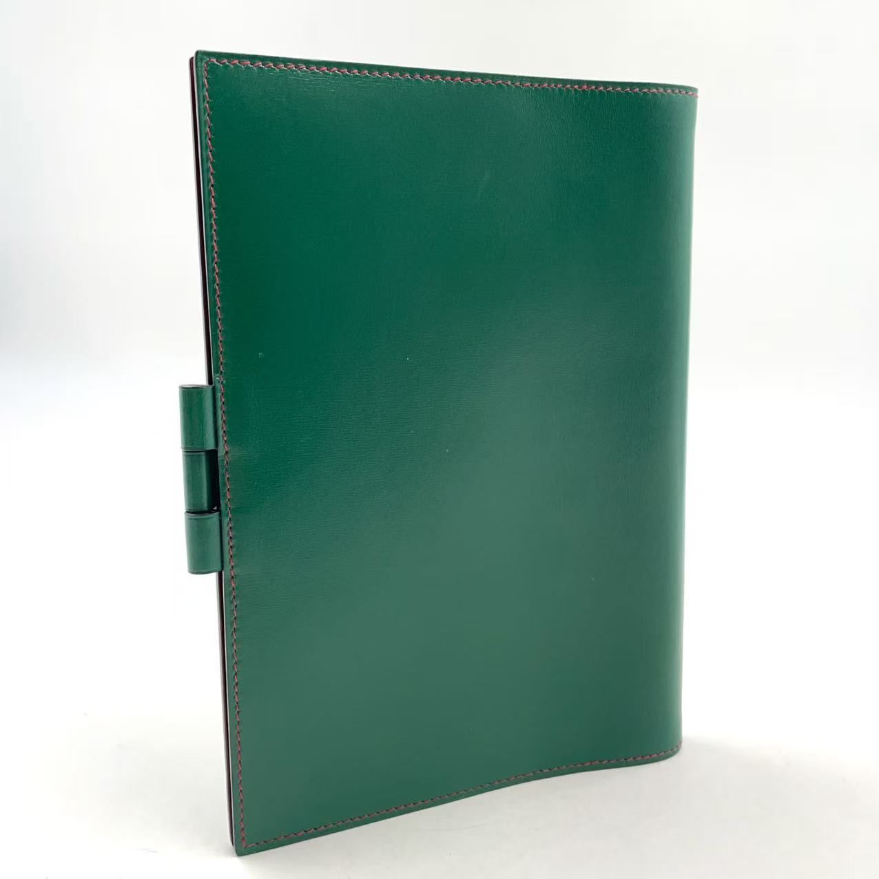 HERMES アジェンダ グローブトロッター B刻印 レザー グリーン ボルドー 手帳カバー シルバー