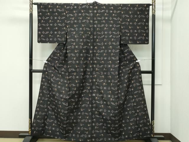平和屋本店■極上　国指定重要無形文化財　本場久米島紬　単衣　手織　逸品　CZAA4641s6 平和屋本店▽極上 国指定重要無形文化財 本場久米島紬 単衣 手織 逸品