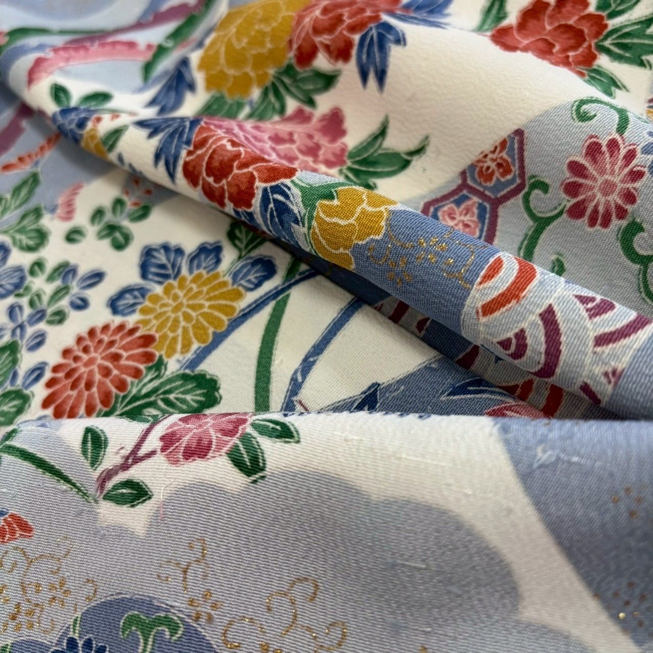 小紋 裄66 金彩 花唐草 松 素敵な染め 正絹 着物 MK-1960 - メルカリ