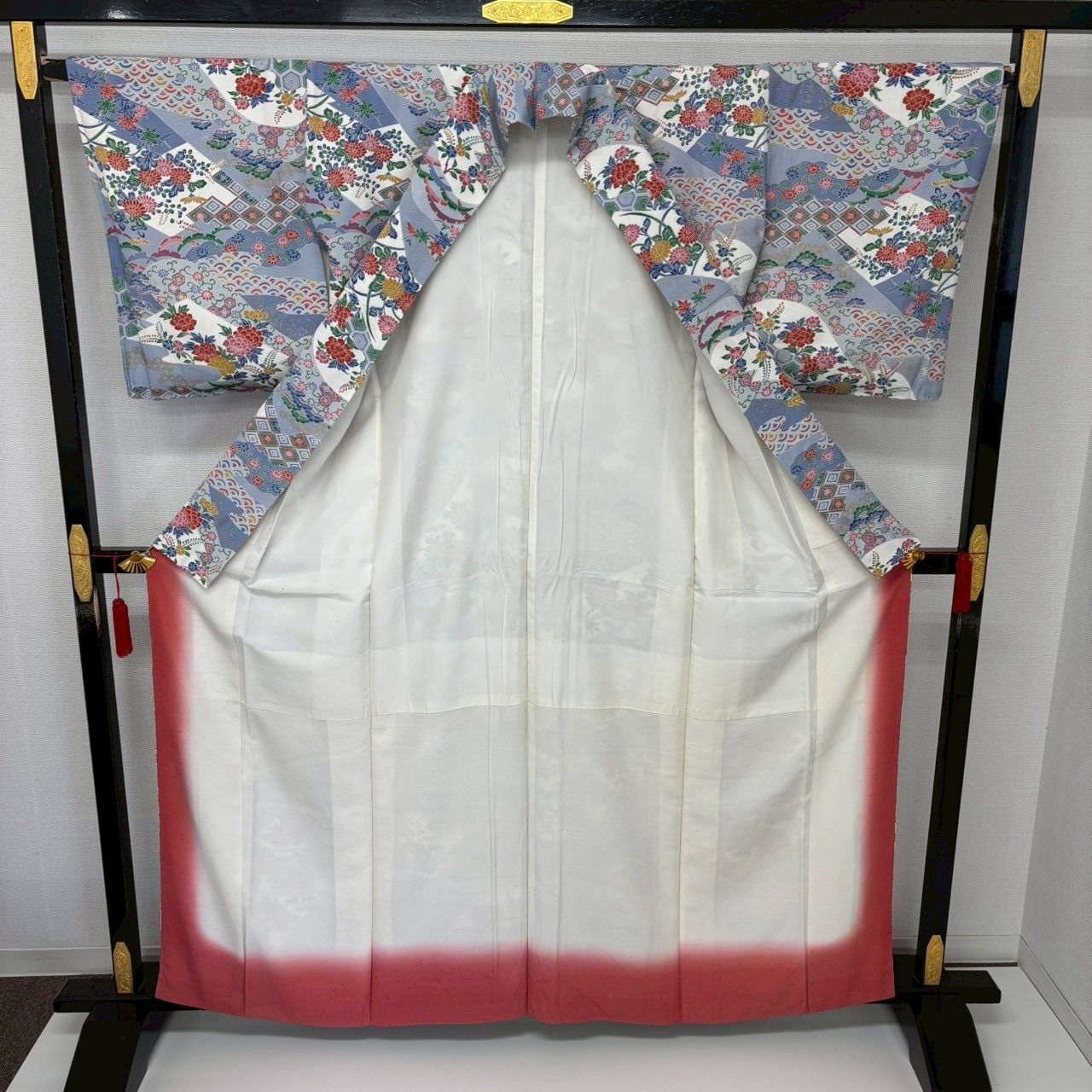 小紋 裄66 金彩 花唐草 松 素敵な染め 正絹 着物 MK-1960 - メルカリ