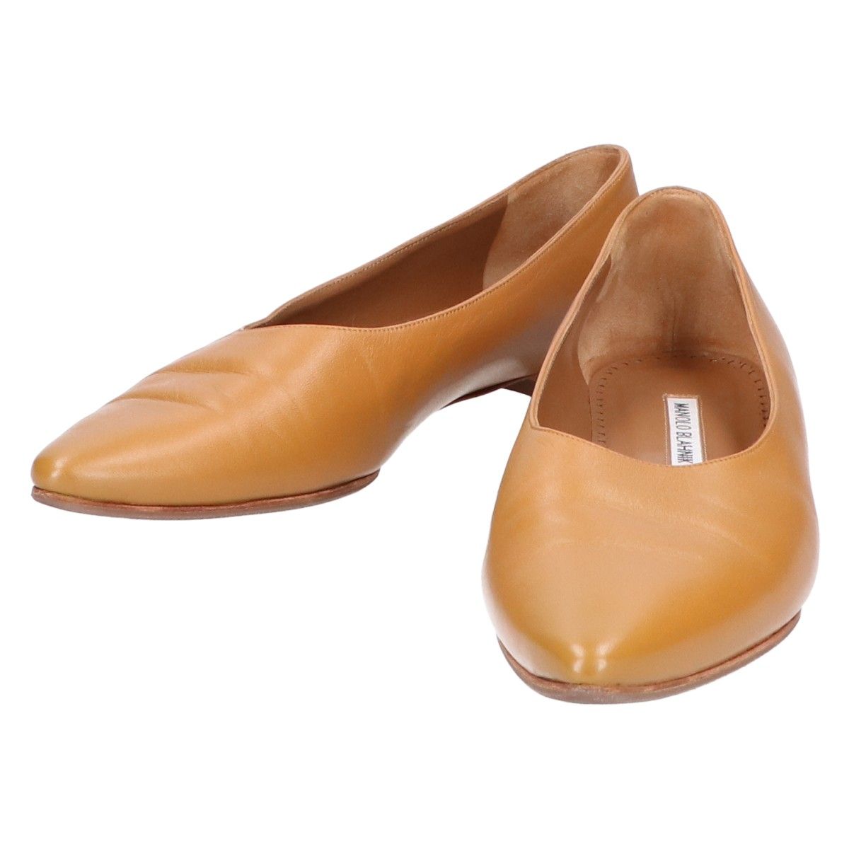 MANOLO BLAHNIK マノロブラニク レザー ポインテッドトゥ フラット