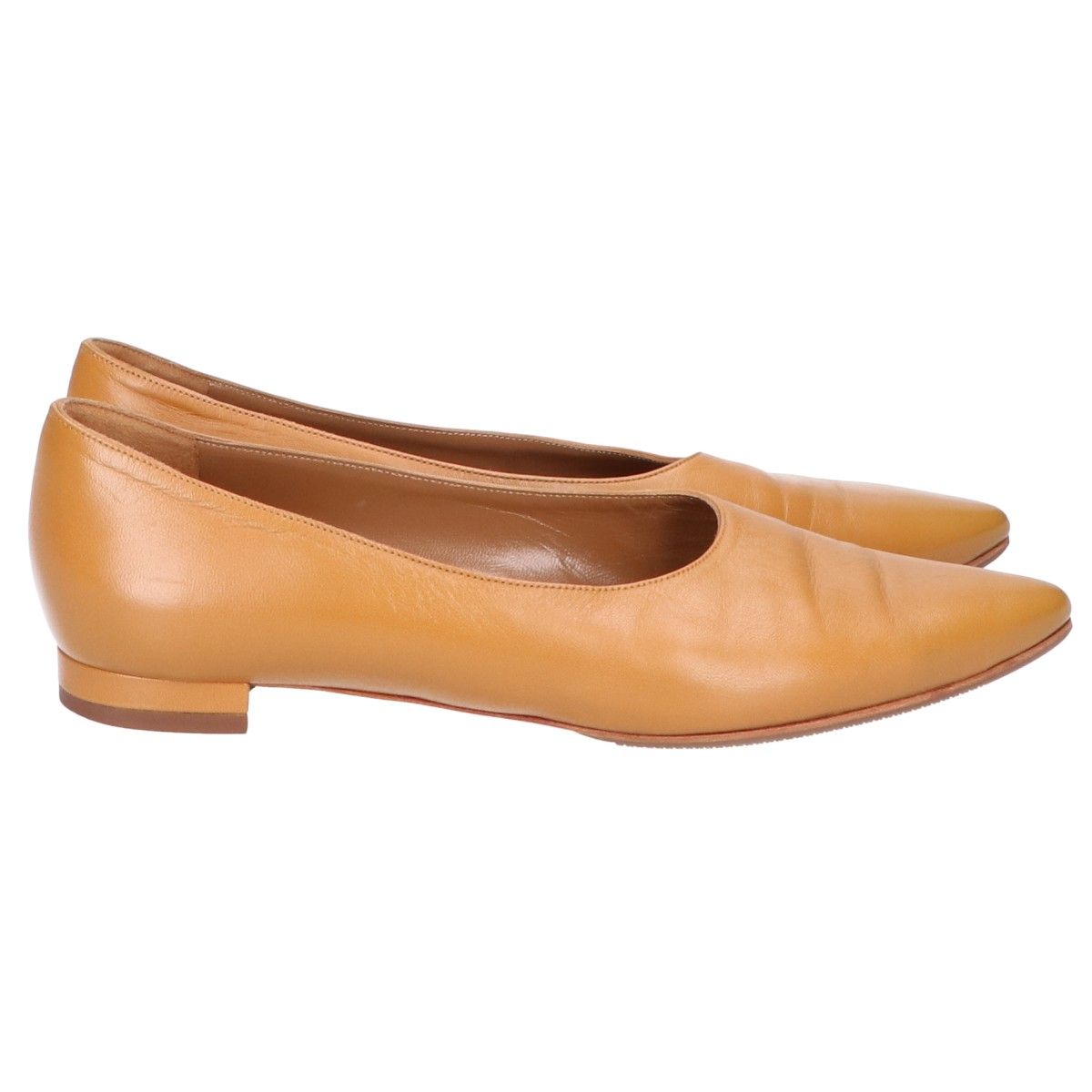 MANOLO BLAHNIK マノロブラニク レザー ポインテッドトゥ フラット