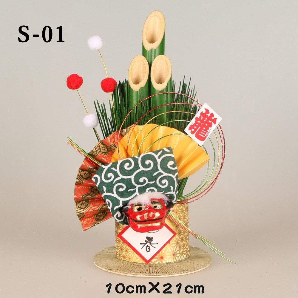 福を呼ぶ！ミニ門松 モダン 金俵 造花 正月飾り 迎春 置物 卓上