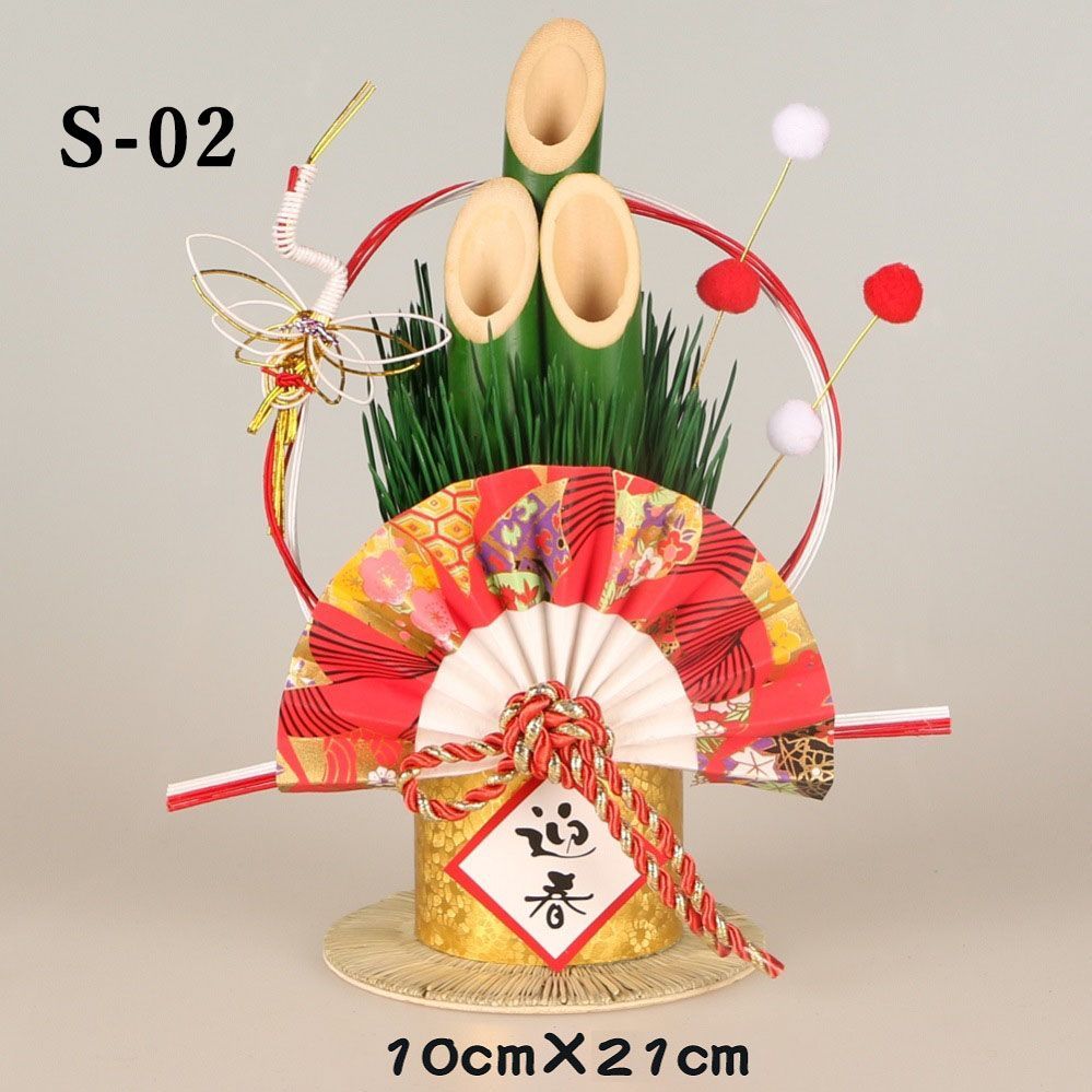 福を呼ぶ！ミニ門松 モダン 金俵 造花 正月飾り 迎春 置物 卓上