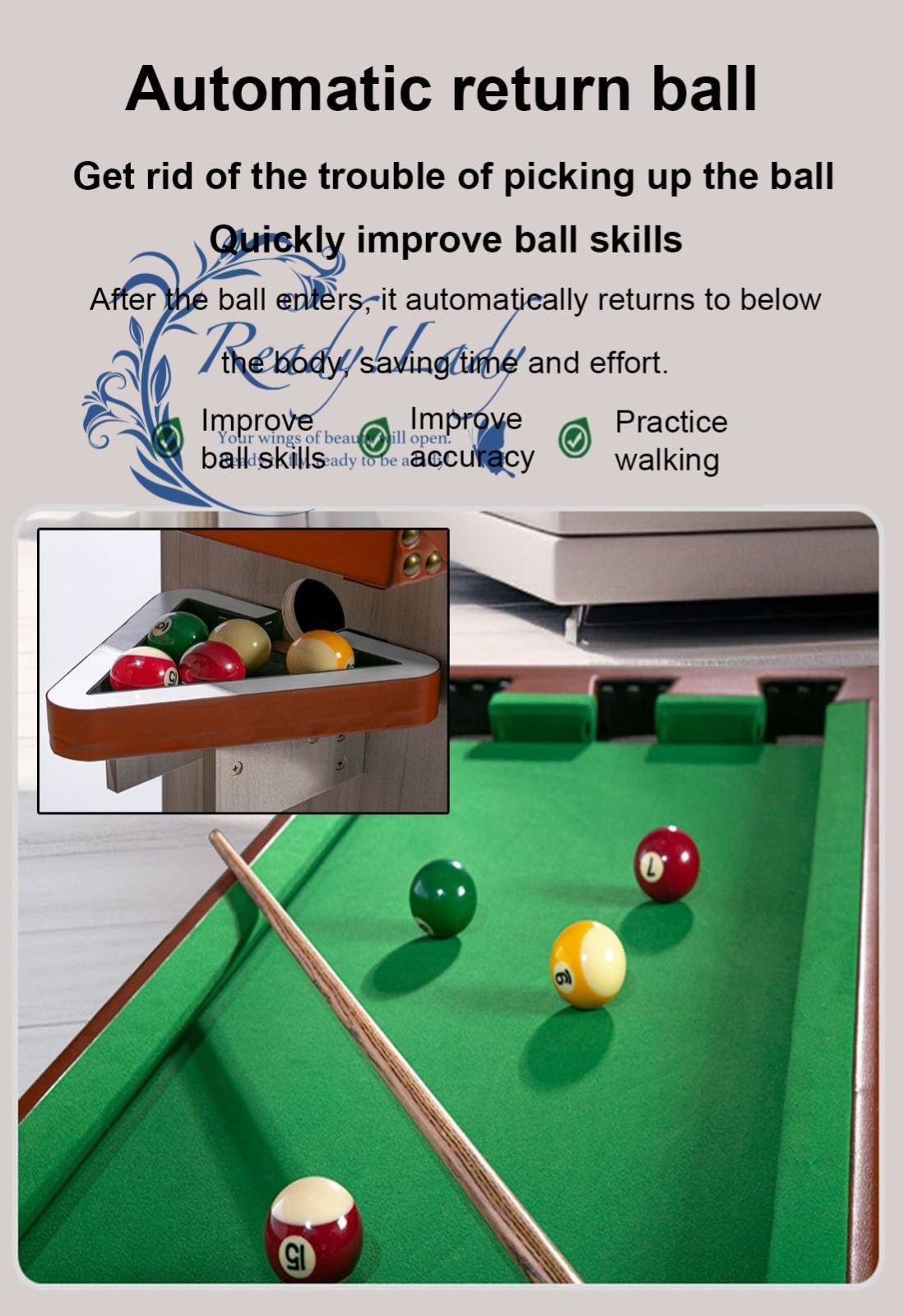 屋内ビリヤード台 ポータブルビリヤードトレーニングテーブル 小型スヌーカー練習台 家庭用 取り付け簡単 2 41 x 0 54 m
