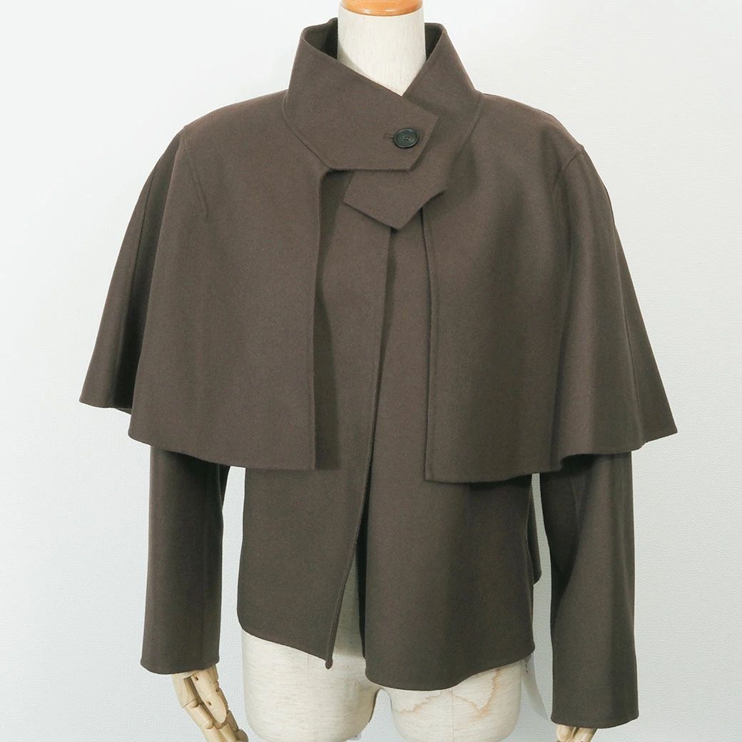 ADORE アドーア ライトリバーケープ付きノー ジャケット コート アウター ブラウン 531-2250804 レディース 毛 ナイロン ポリエステル サイズ36 ケープコート ボレロ ショート丈 秋冬