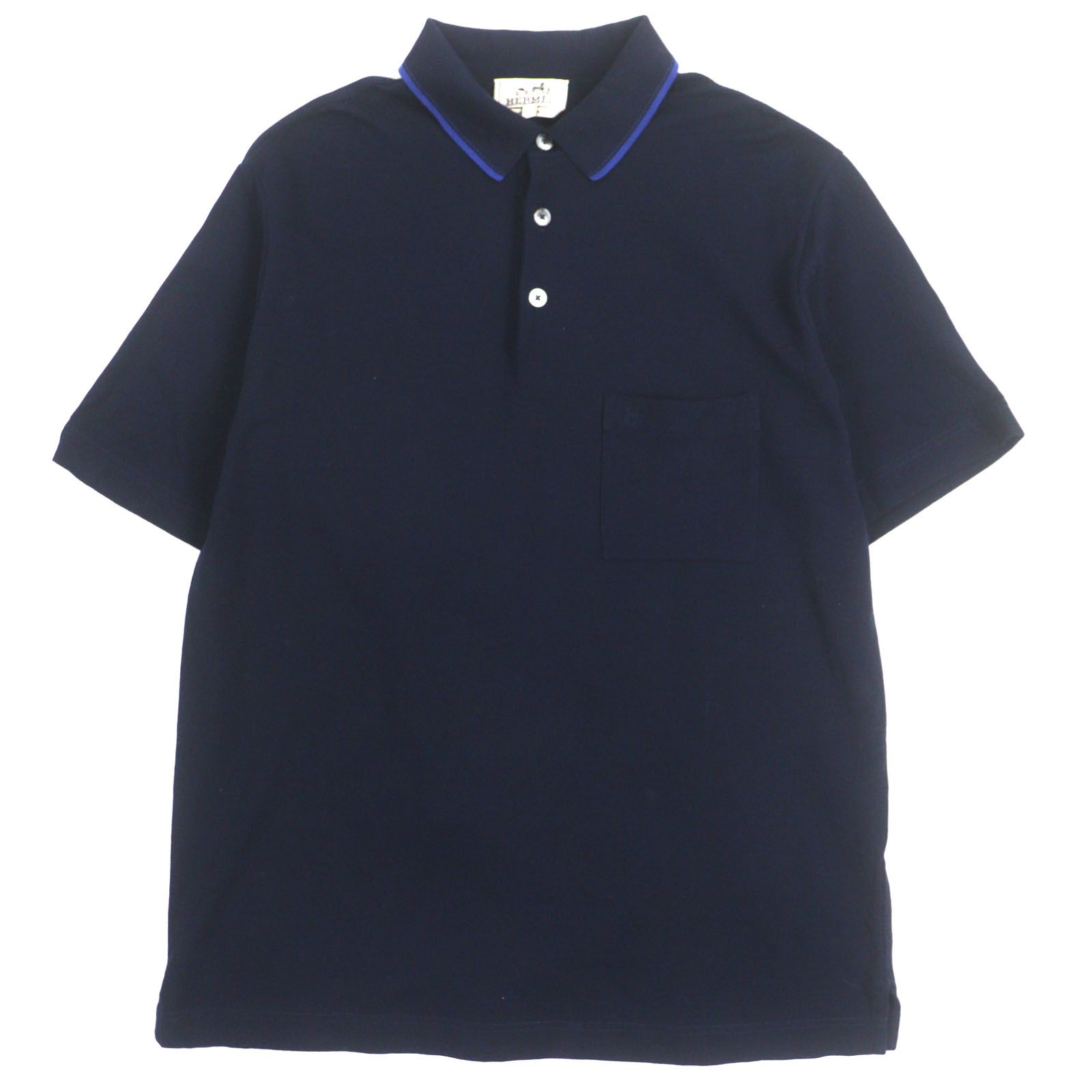 美品▼HERMES エルメス 20SS 01-5777 コットン100% Hロゴ刺繍 ショートスリーブ 半袖ポロシャツ ネイビー L フランス製 正規品 メンズ 美品▽HERMES エルメス 20SS 01-5777 コットン100% Hロゴ刺繍 ショート