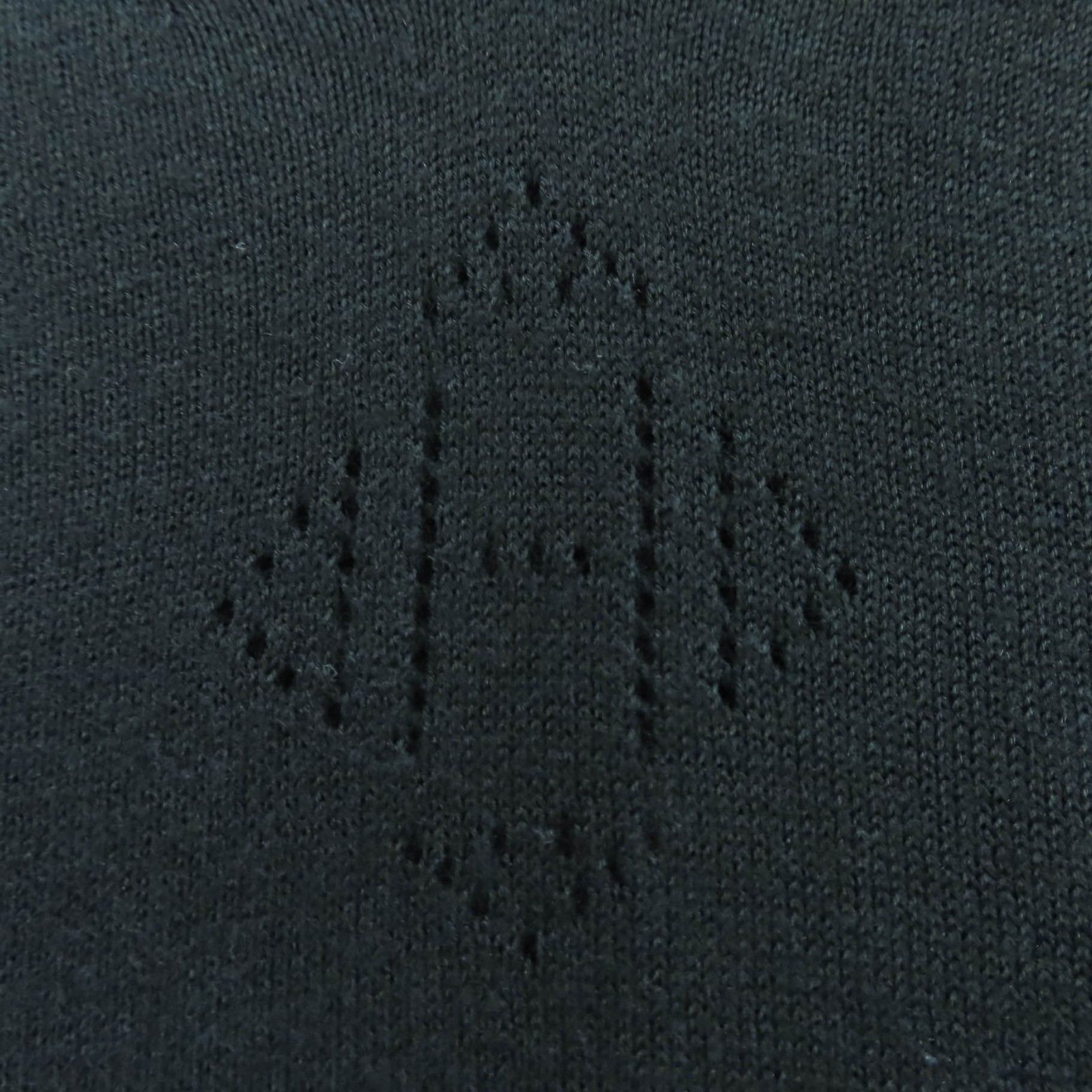 美品☆HERMES エルメス コットン シルク Hロゴ Vネック 長袖 ニット