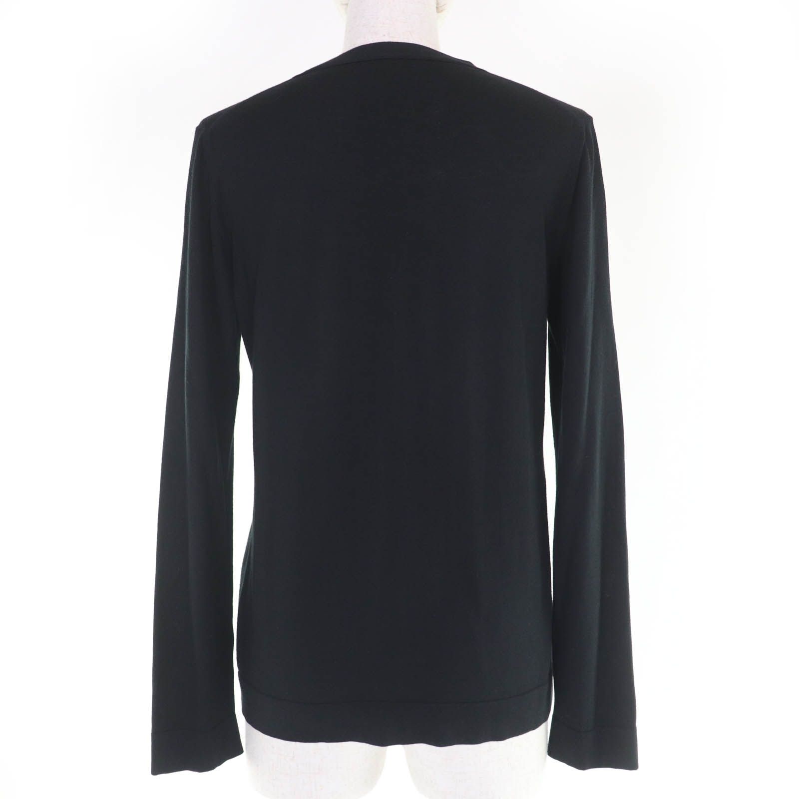 美品☆HERMES エルメス コットン シルク Hロゴ Vネック 長袖 ニット