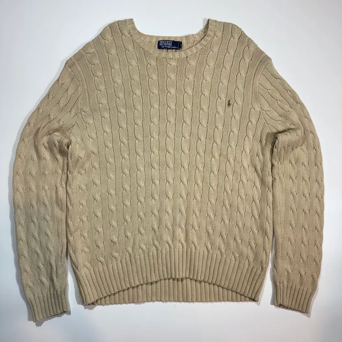 ポロラルフローレン ベージュ ケーブル ニット - メルカリ