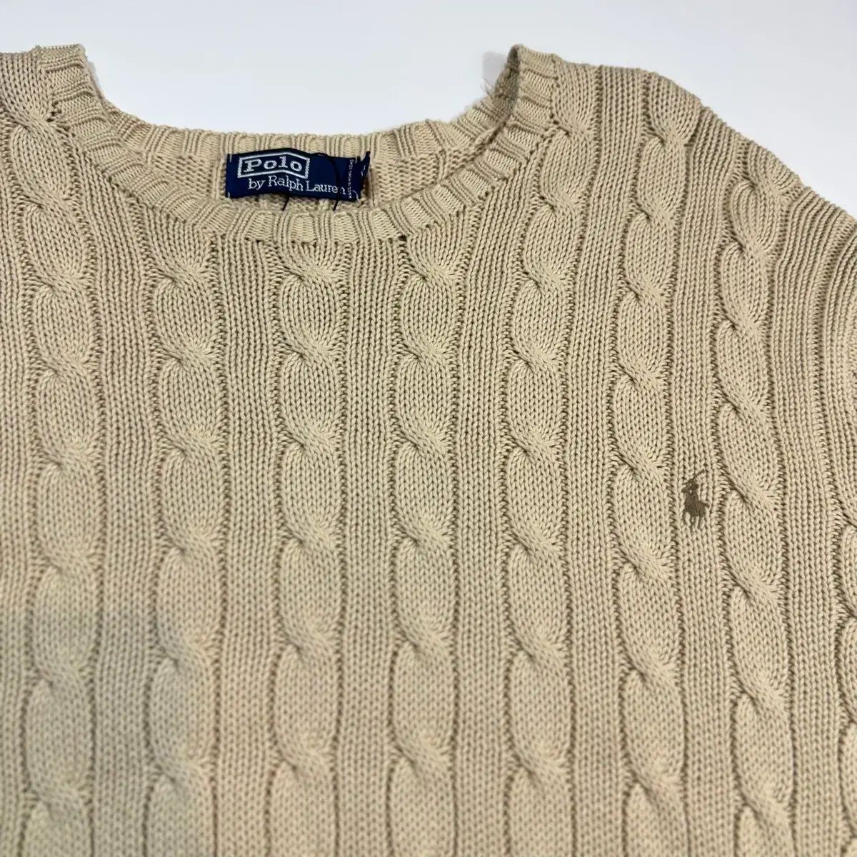 ポロラルフローレン ベージュ ケーブル ニット - メルカリ