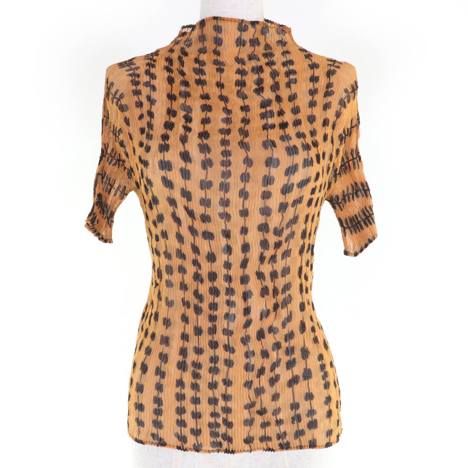 極美品☆ISSEY MIYAKE イッセイミヤケ IM03FJ932 総柄デザイン 半袖 カットソー トップス ブラウン L 日本製 正規品 レディース 極美品☆ISSEY MIYAKE イッセイミヤケ 購入 IM03FJ932 総柄デザイン