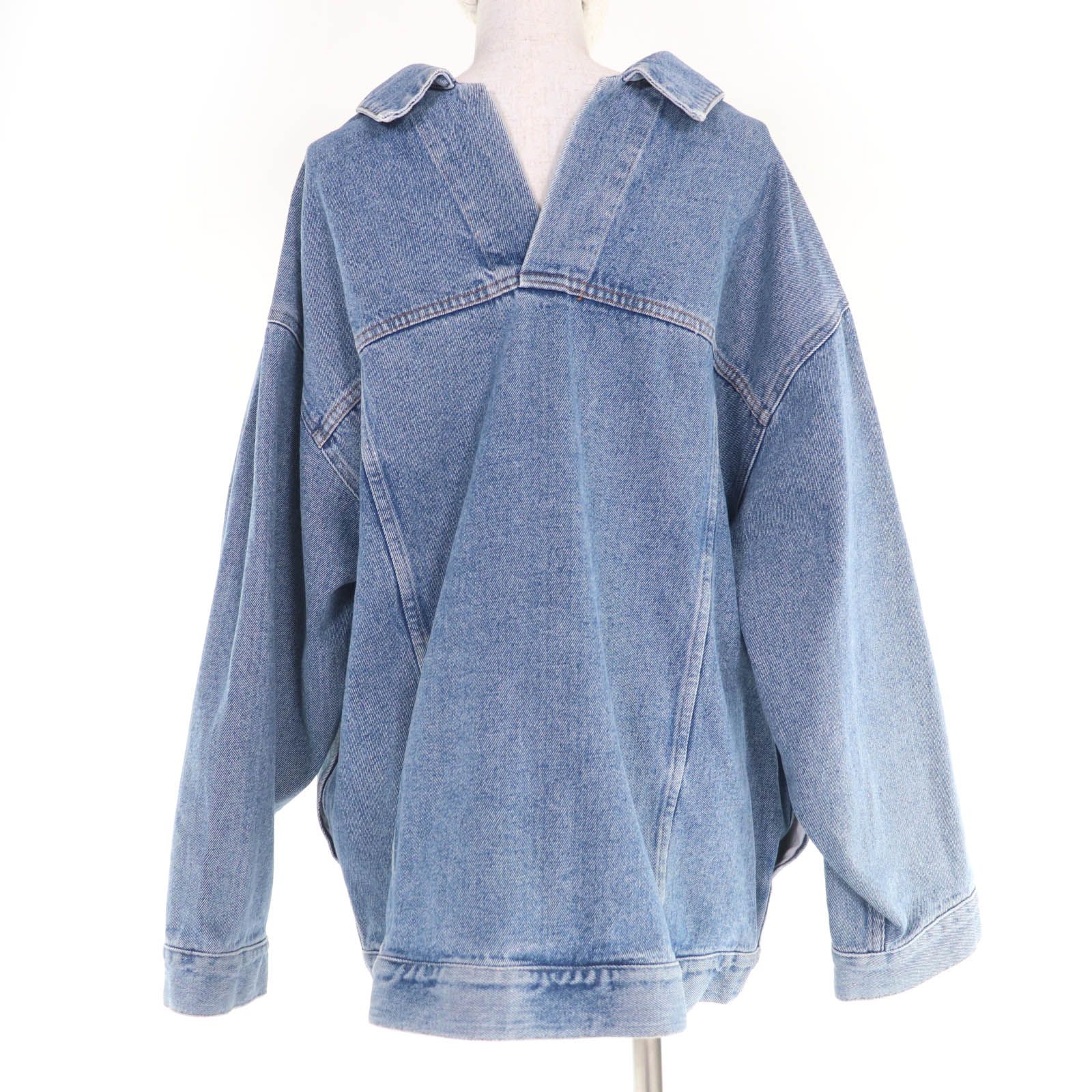 美品☆BALENCIAGA バレンシアガ 21SS 646893 コットン プルオーバー ヴァルーズ デニムジャケット インディゴ 34 正規品 レディース 美品☆BALENCIAGA バレンシアガ 21SS 646893 コットン プルオーバー