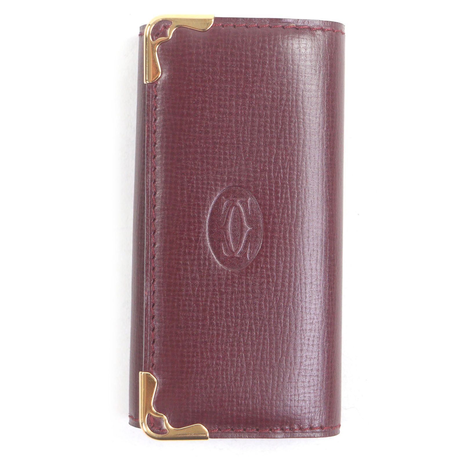 Cartier カルティエ マスト ドゥ ロゴ入り レザー 4連 キーケース ボルドー ゴールド き メンズ
