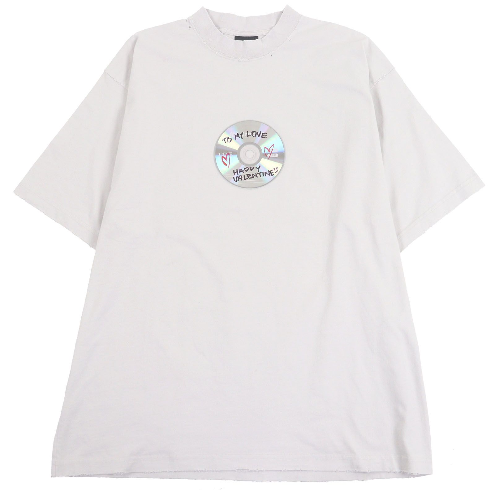 バレンシアガ 24 SS 764235 コットン100％ VALENTINE CD T Shirt 半袖Ｔシャツ カットソー グレー系 L メンズ