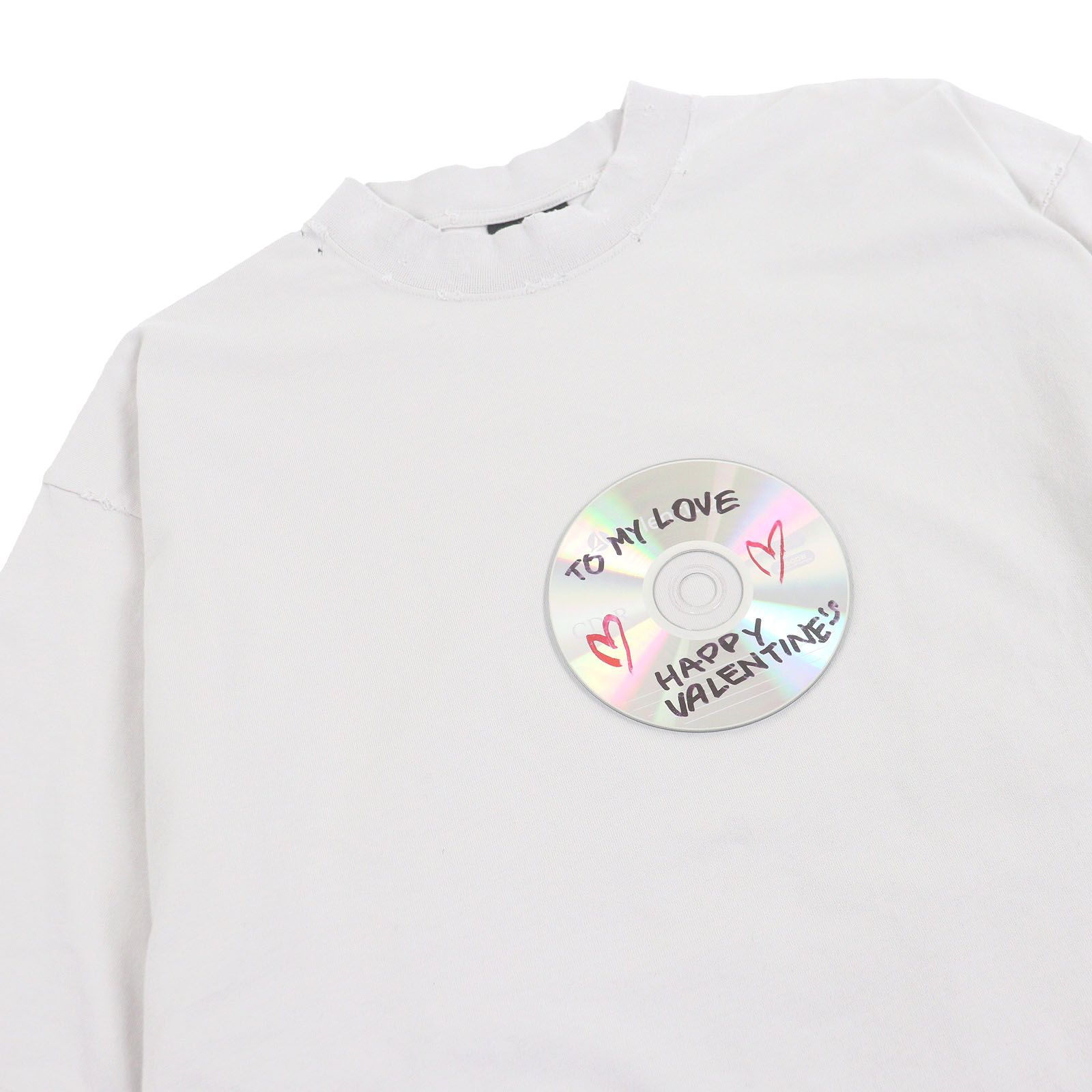 バレンシアガ 24 SS 764235 コットン100％ VALENTINE CD T-Shirt 半袖Ｔシャツ カットソー グレー系 L メンズ