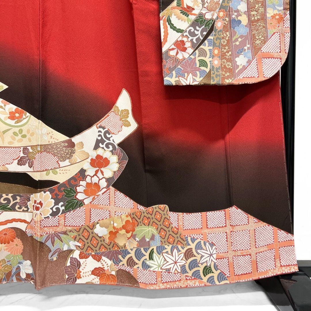 未着用 振袖 金彩 熨斗 雪輪 花模様 鹿の子 着物 121b p ms - メルカリ