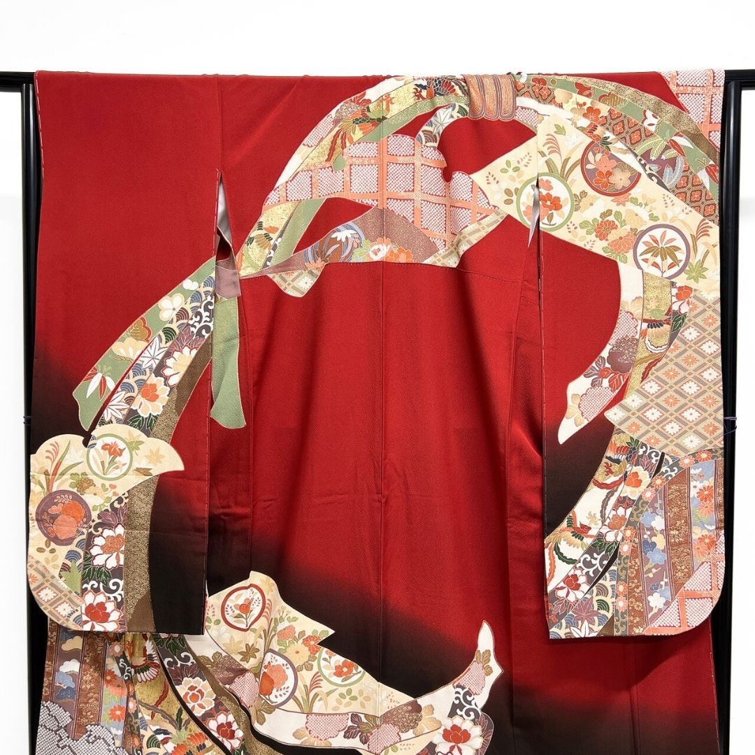 未着用 振袖 金彩 熨斗 雪輪 花模様 鹿の子 着物 121b p ms - メルカリ