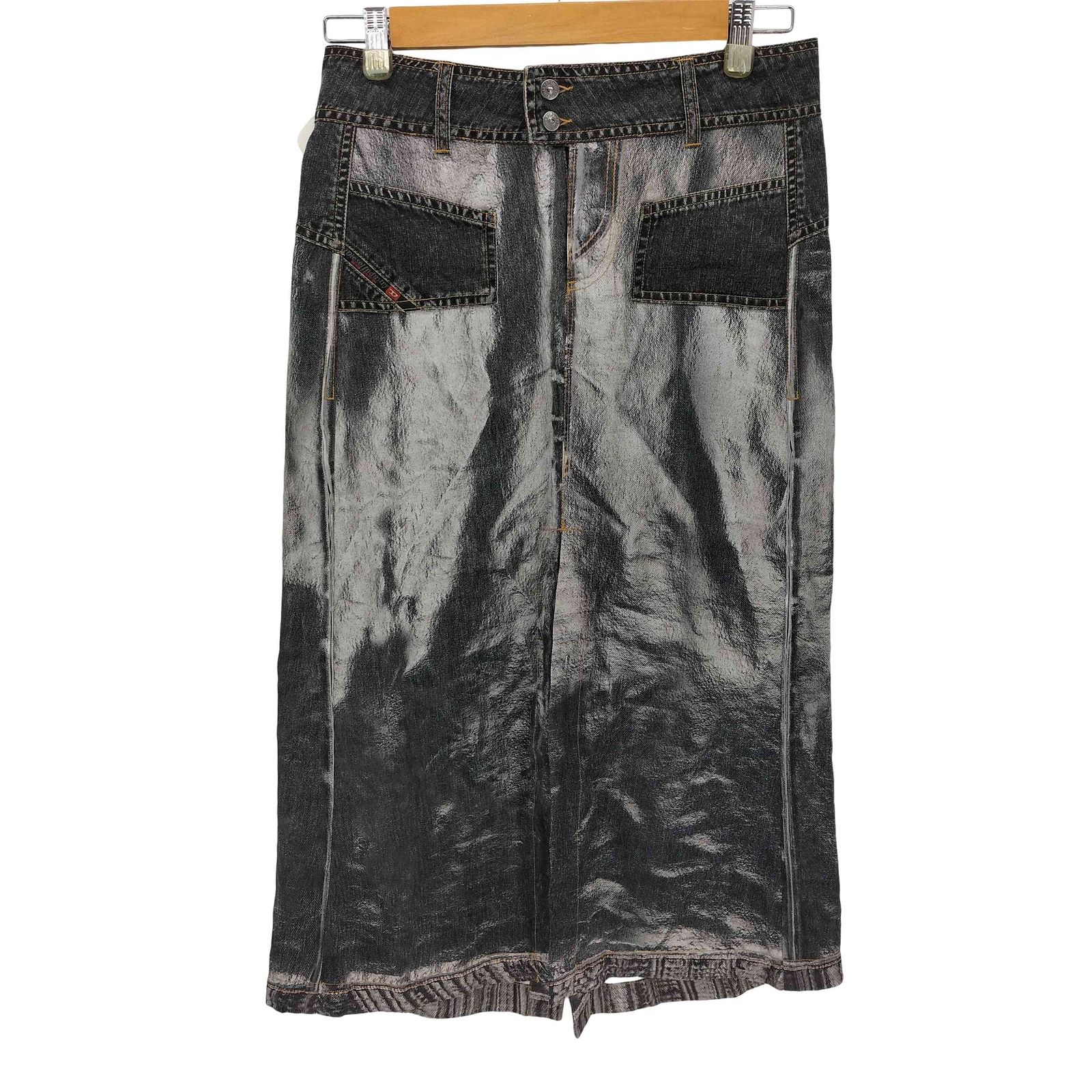 ディーゼル DIESEL 23AW O-YIN-DEN トロンプルイユ デニム 転写 スカート レディース EUR：38