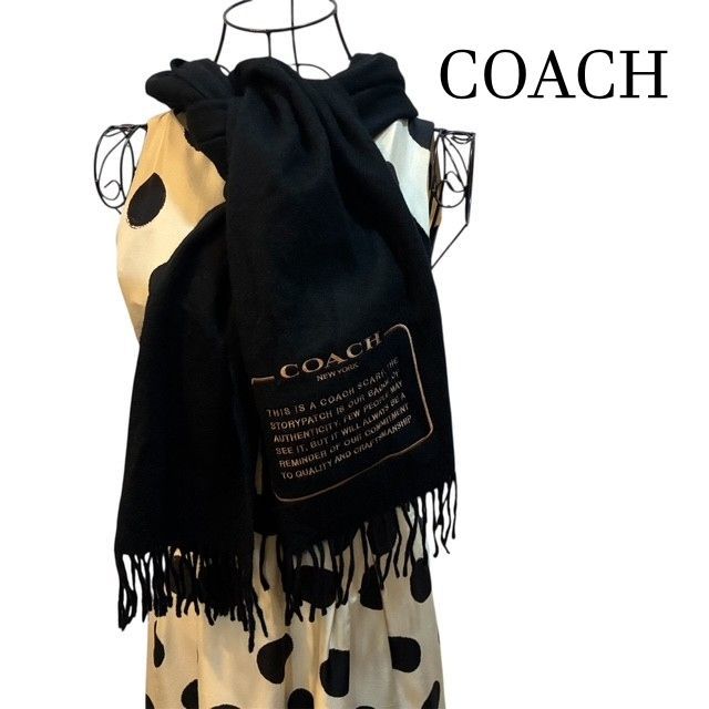コーチ COACH エンブロイダードパッチ マフラー ブラック 【タグ欠損